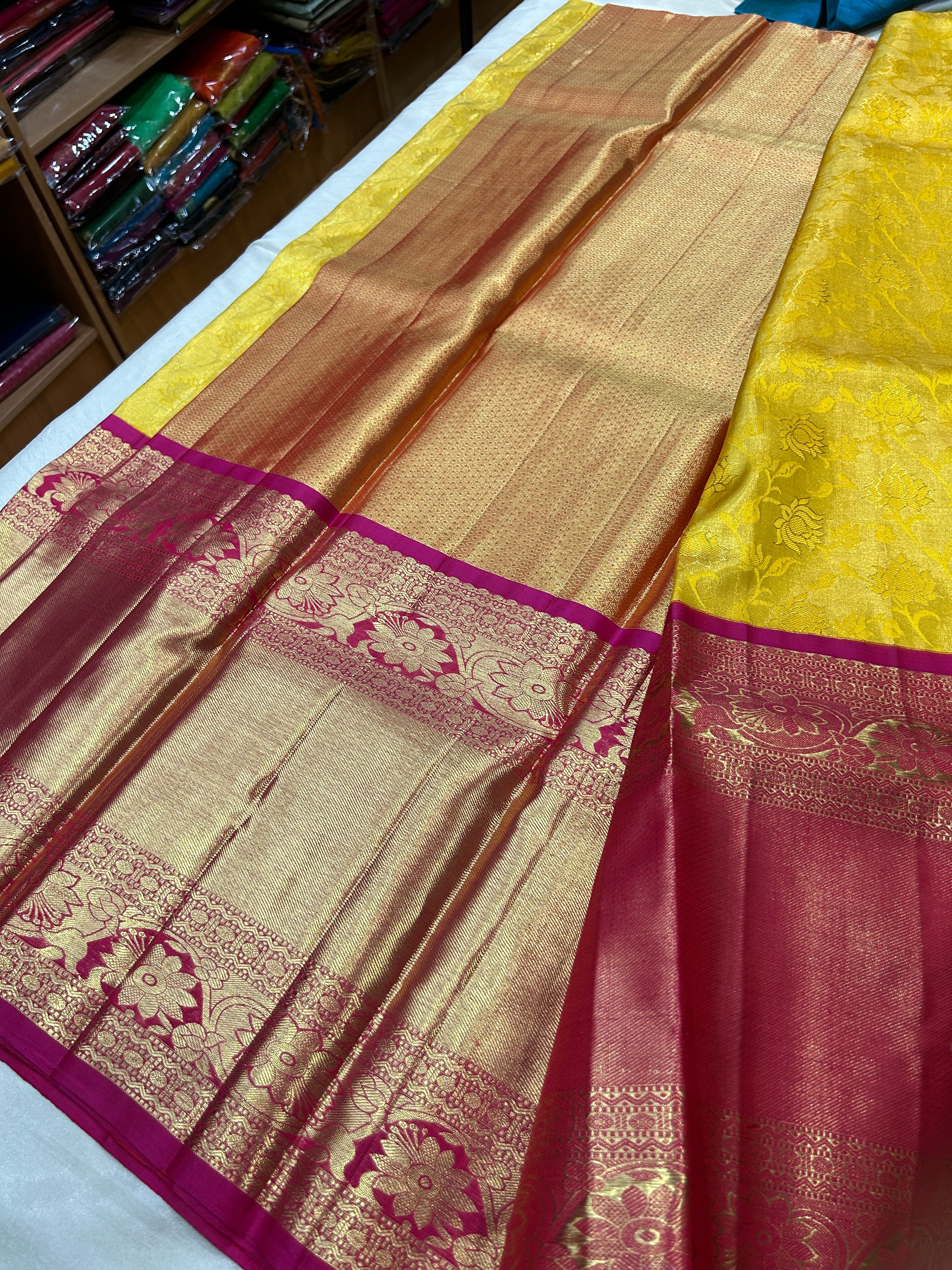 Korvai border Tissue pure kanchipuram  Lehenga /half saree material set with blouse
