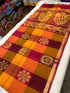Multi color big check cotton silk saree with rich pallu & running blouse