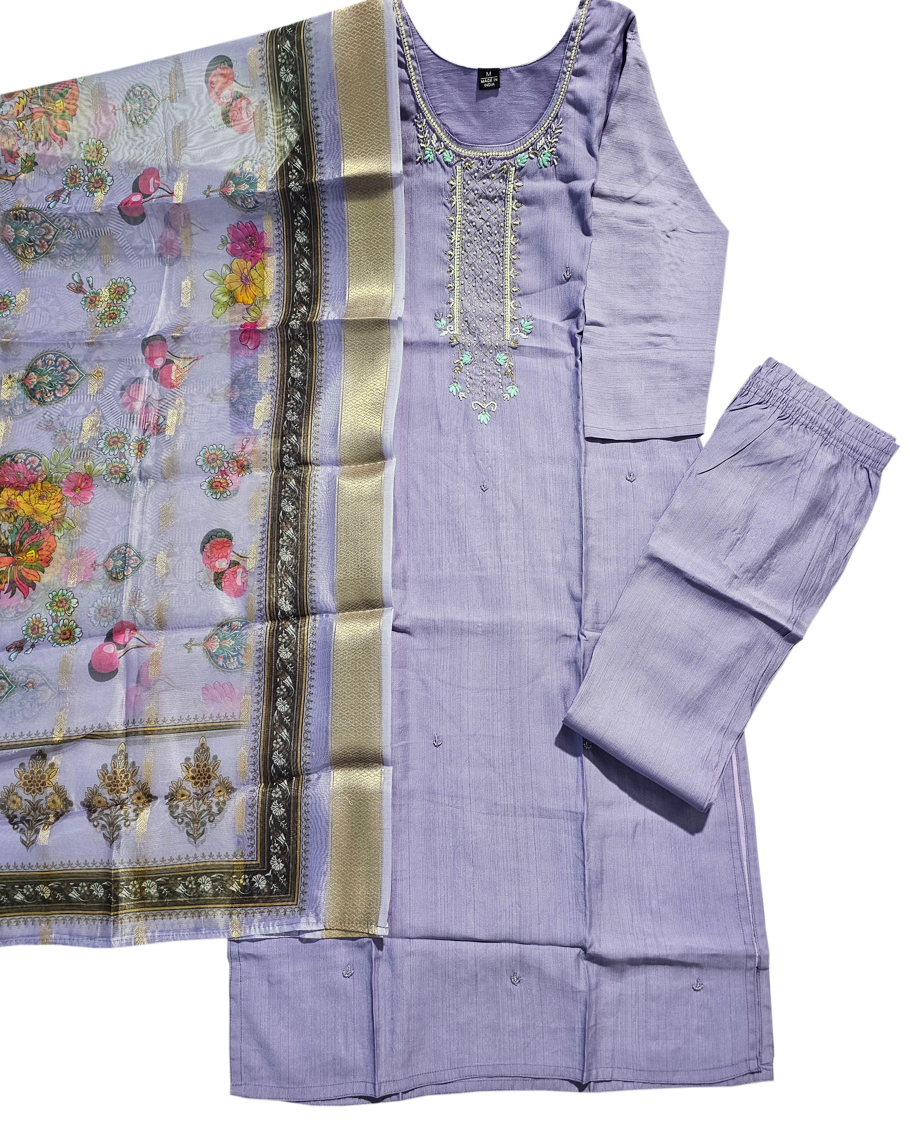 Vatican Silk Embroidered Straight Kurti with Pants and Dupatta Collection