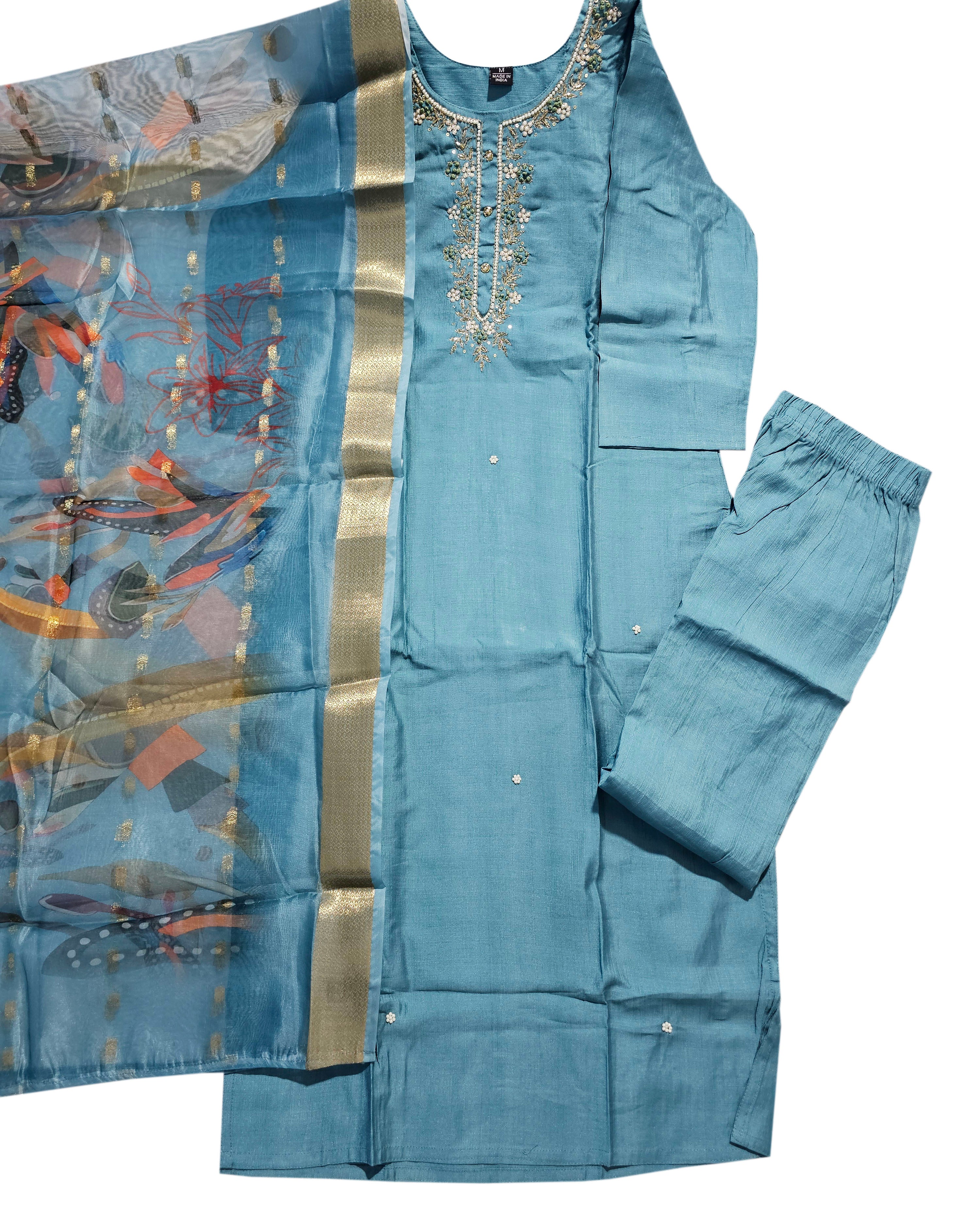 Vatican Silk Embroidered Straight Kurti with Pants and Dupatta Collection