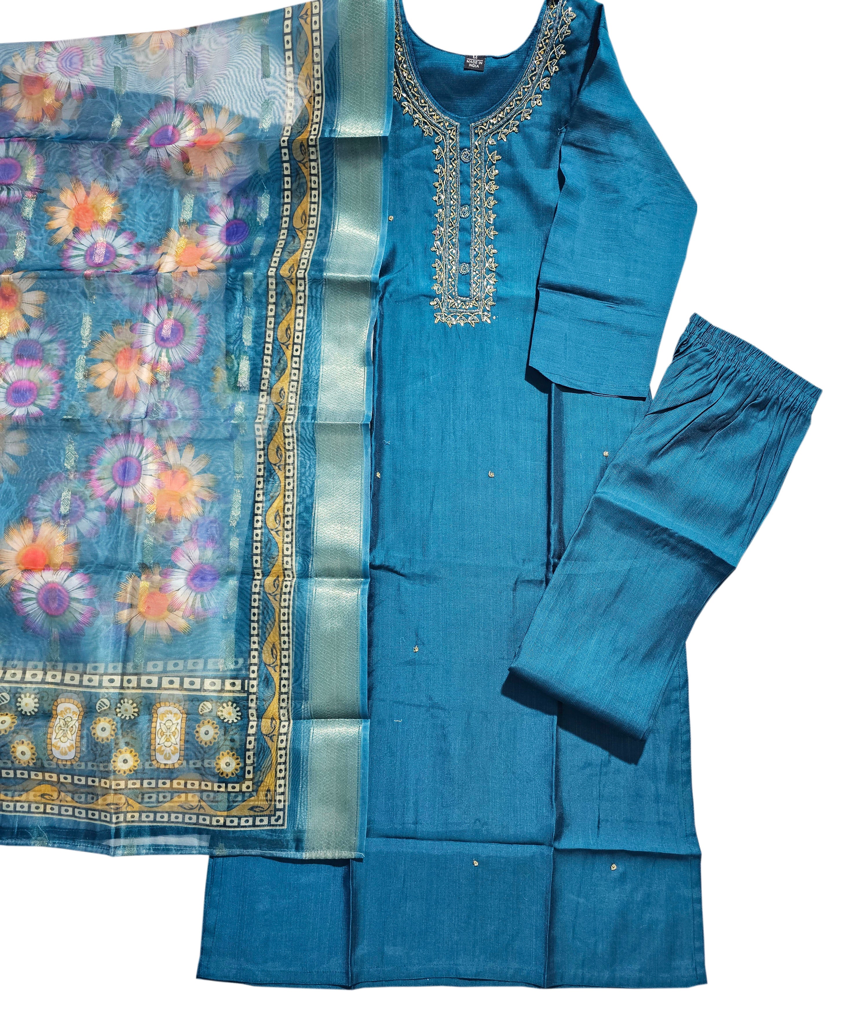 Vatican Silk Embroidered Straight Kurti with Pants and Dupatta Collection