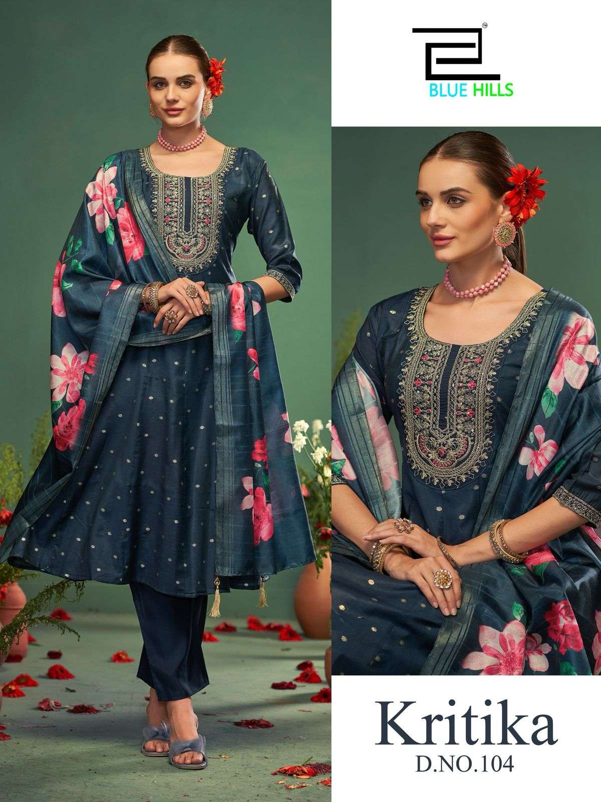Blue Hills Kritika Stylish Readymade 3 Piece Pair New Designs Collection
