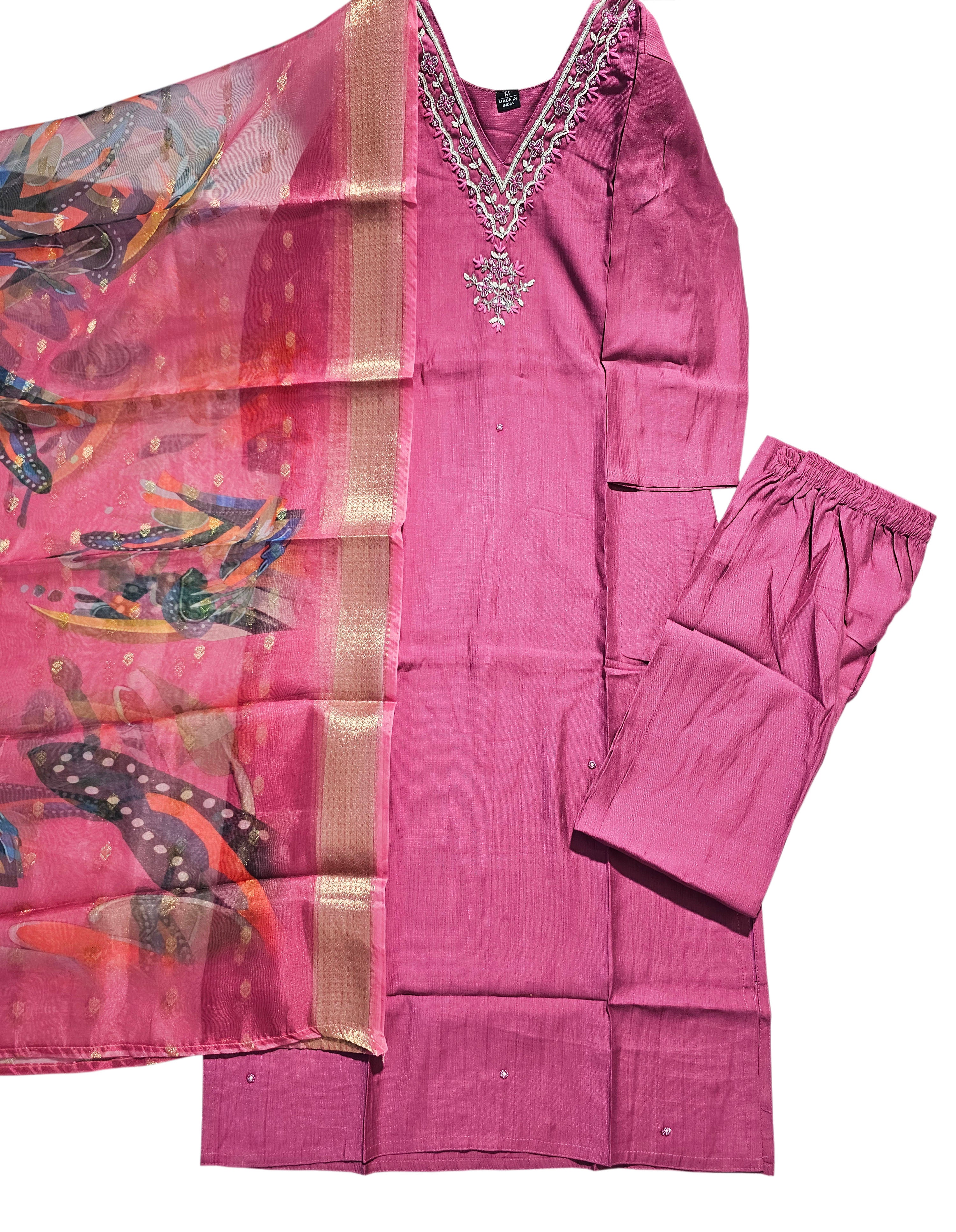 Vatican Silk Embroidered Straight Kurti with Pants and Dupatta Collection
