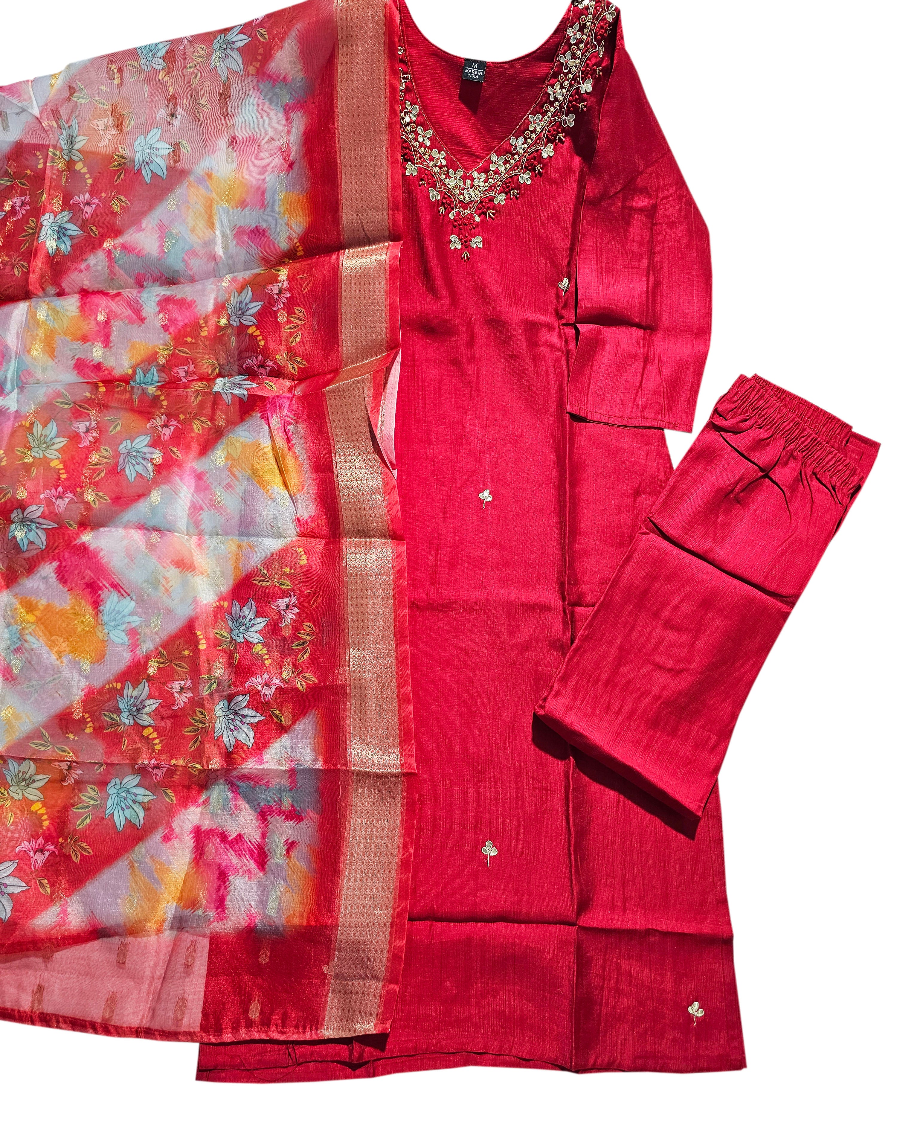 Vatican Silk Embroidered Straight Kurti with Pants and Dupatta Collection