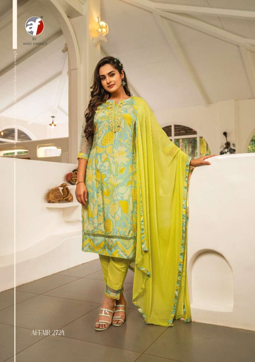 Anju Fabrics Presents Affair Viscose Silk Stitch Readymade Kurtis Collections