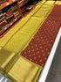 Kanchipuram soft Semi silk saree  with contrast blouse and rich jari pallu