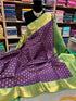 Kanchipuram soft Semi silk saree  with contrast blouse and rich jari pallu