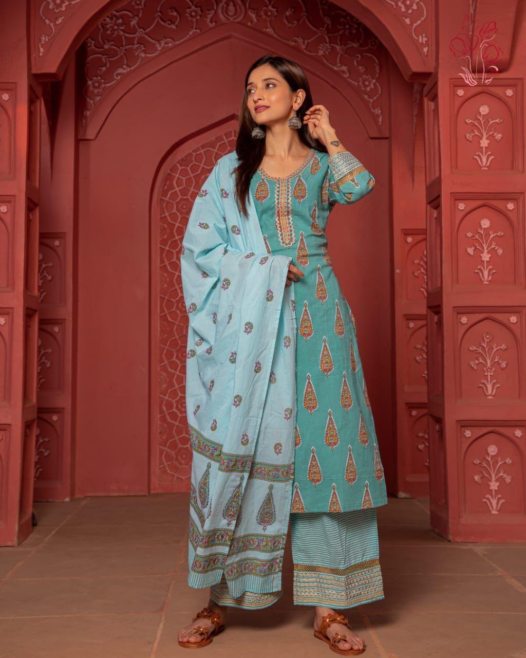 Cotton Fancy Dress Top with Pant and Dupatta Collection
