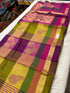 Multi check cotton silk saree with rich pallu & running blouse