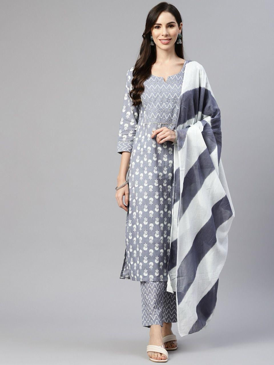 Cotton Fancy Dress Top with Pant and Dupatta Collection