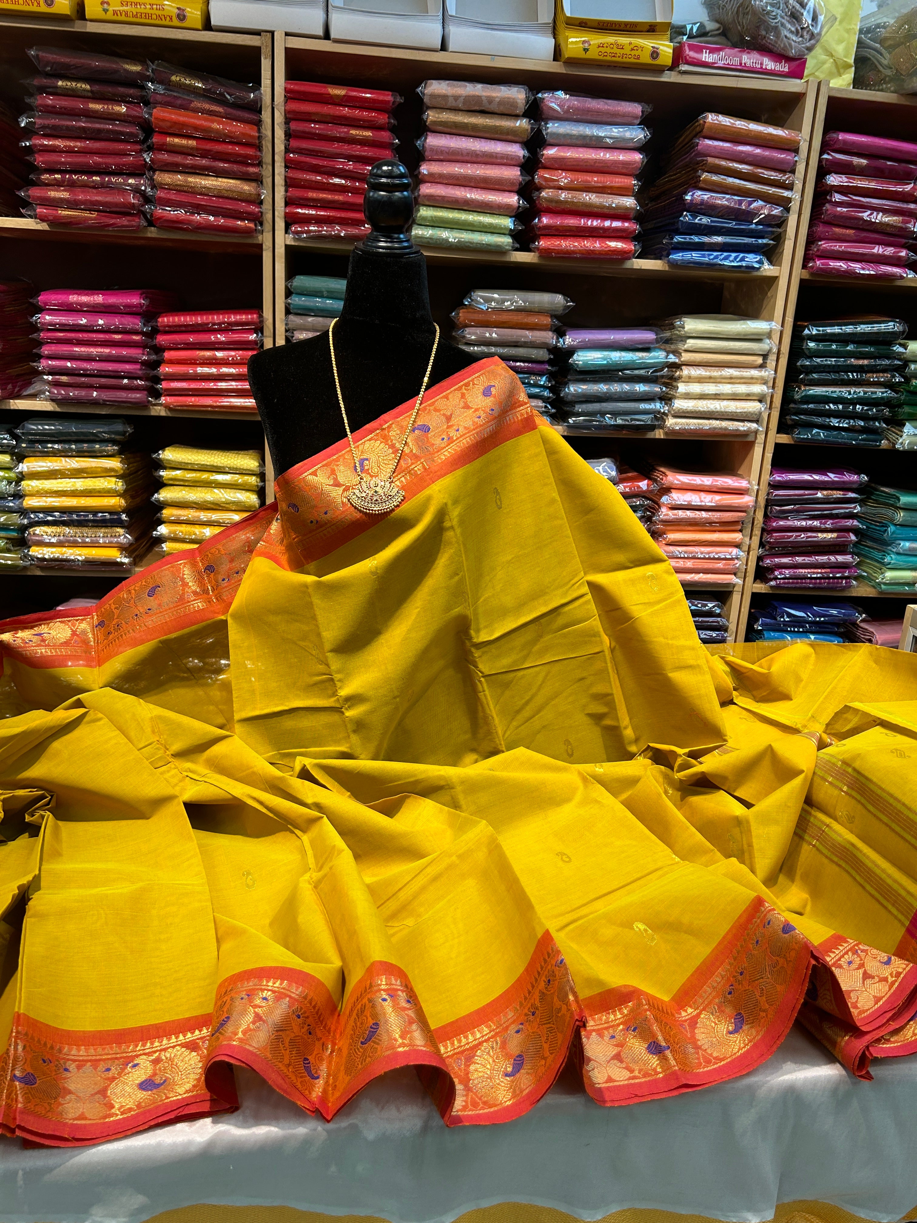 Kanchipuram Cotton Saree Without Blouse