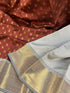 Kanchipuram soft Semi silk saree  with contrast blouse and rich jari pallu