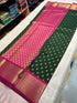 Kanchipuram soft Semi silk saree  with contrast blouse and rich jari pallu
