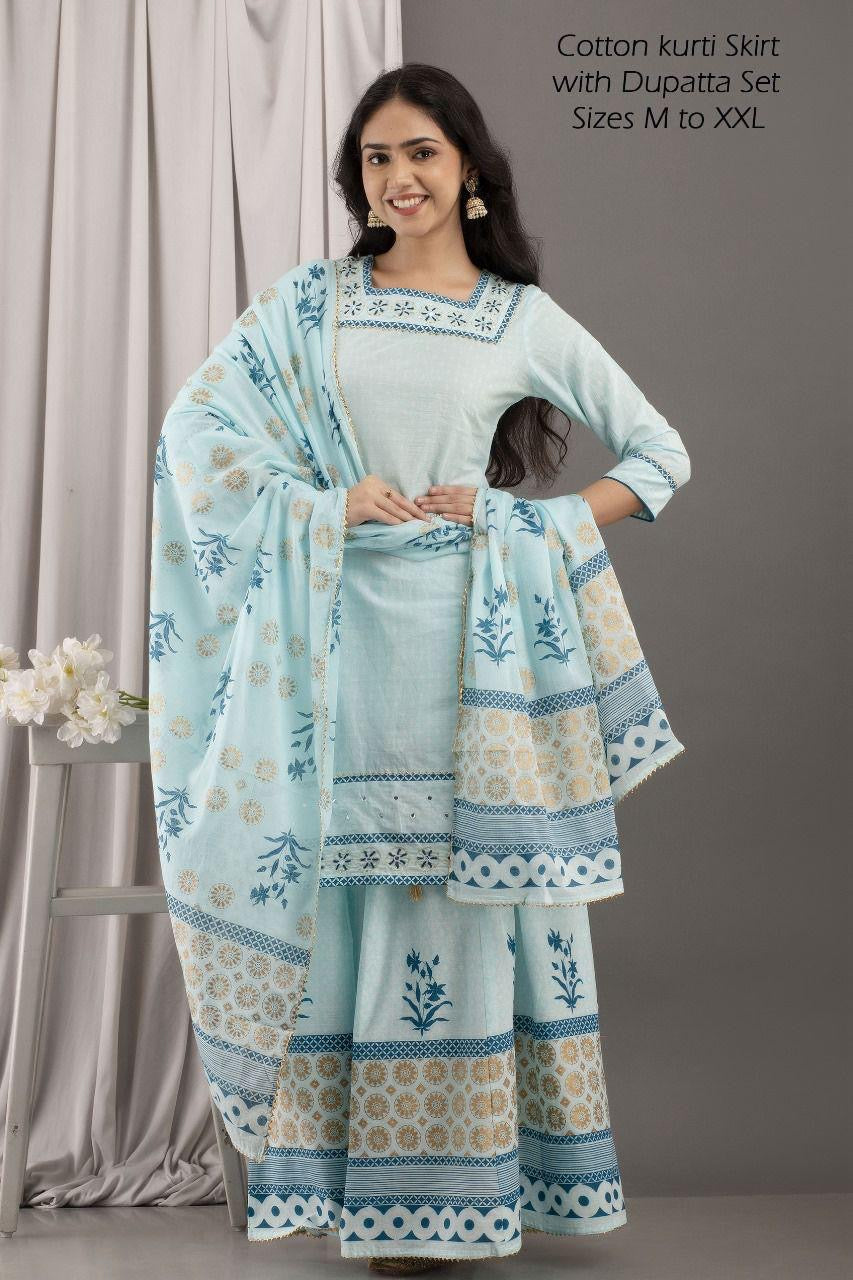 Cotton Fancy Dress Top with Pant and Dupatta Collection