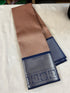 Kanchipuram soft Semi silk saree  with contrast blouse and rich jari pallu