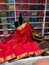 Korvai border Kanchipuram Pure Silk Cotton Saree with contrast blouse & pallu