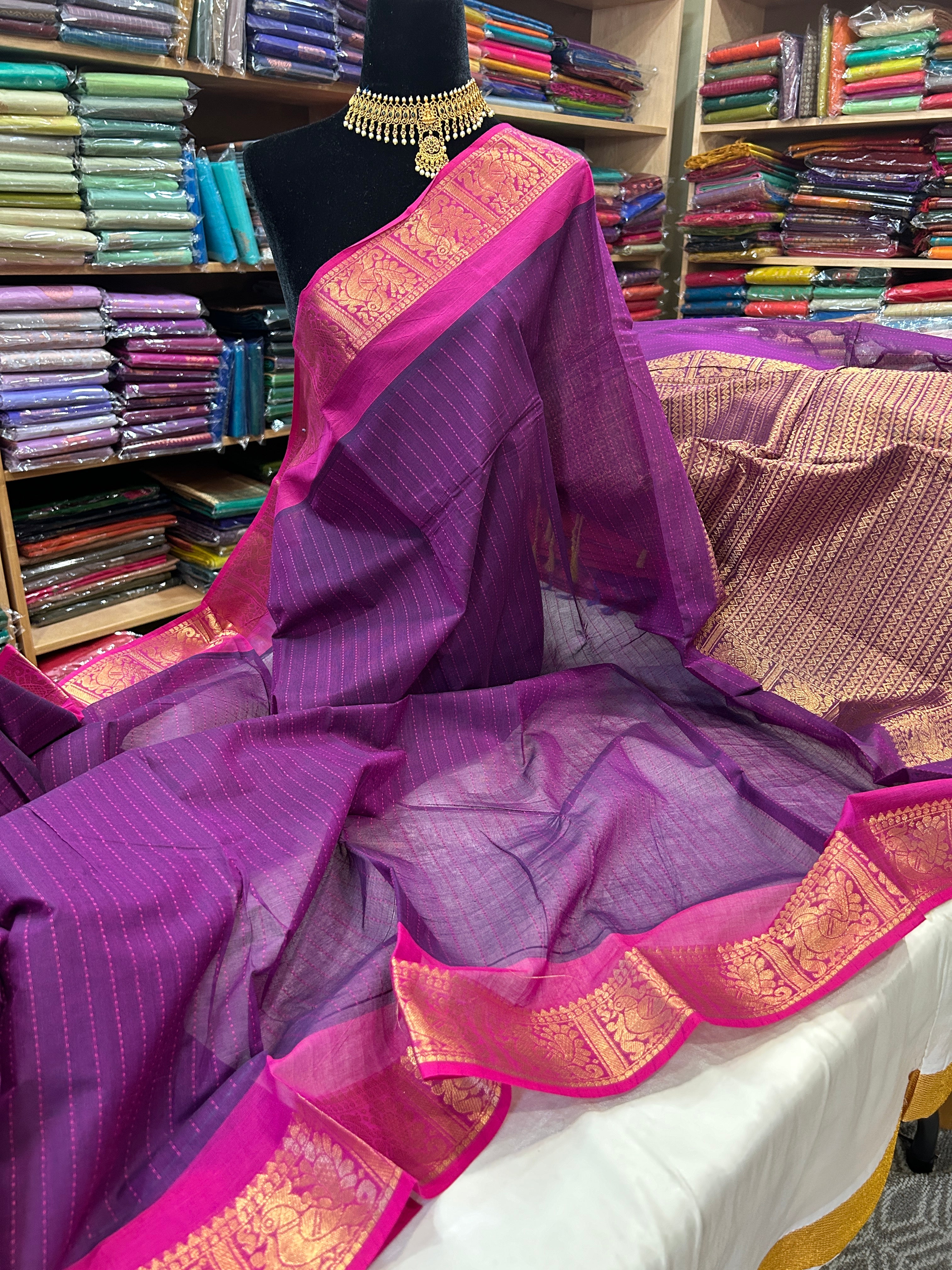 Kanchipuram Pure Rich Cotton Saree with Blouse