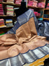 Kanchipuram soft Semi silk saree  with contrast blouse and rich jari pallu