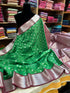 Kanchipuram soft Semi silk saree  with contrast blouse and rich jari pallu