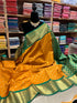 Kanchipuram soft Semi silk saree  with contrast blouse and rich jari pallu