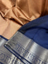 Kanchipuram soft Semi silk saree  with contrast blouse and rich jari pallu