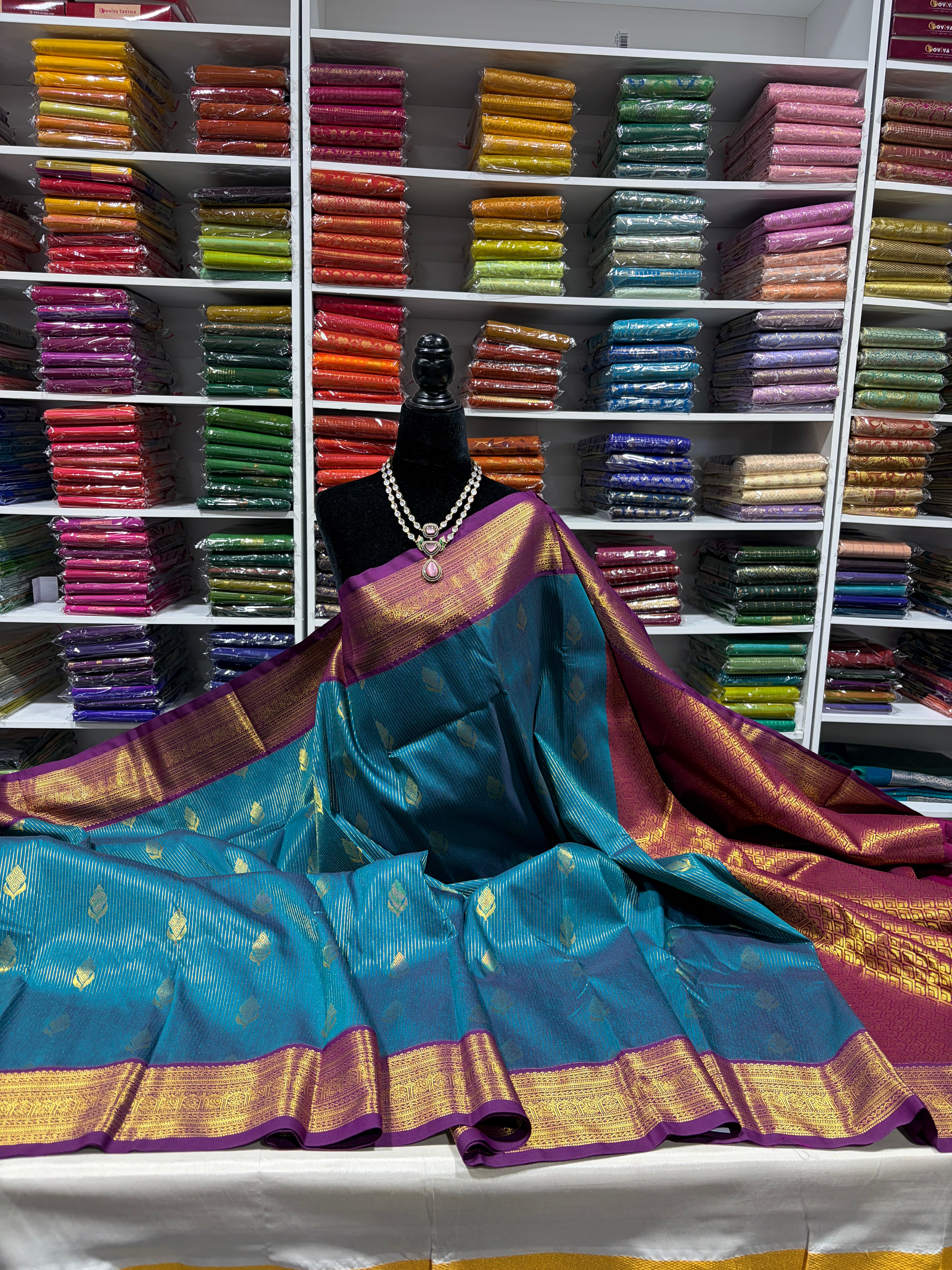 Kanchipuram Agarlic Cotton silk Sarees