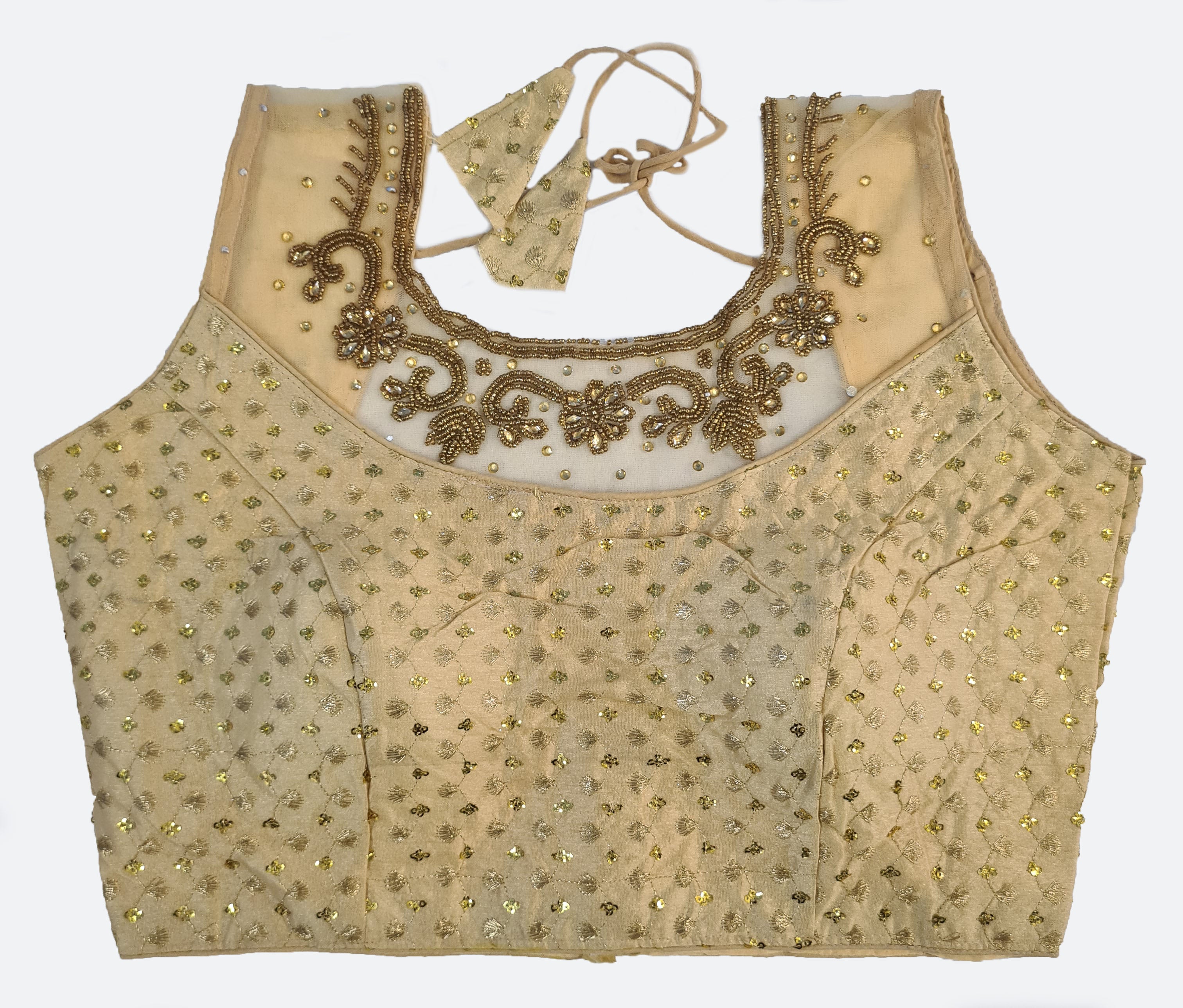 Georgette Net Embroidery And Neck Aari Work Readymade Saree Blouse [Size 36]