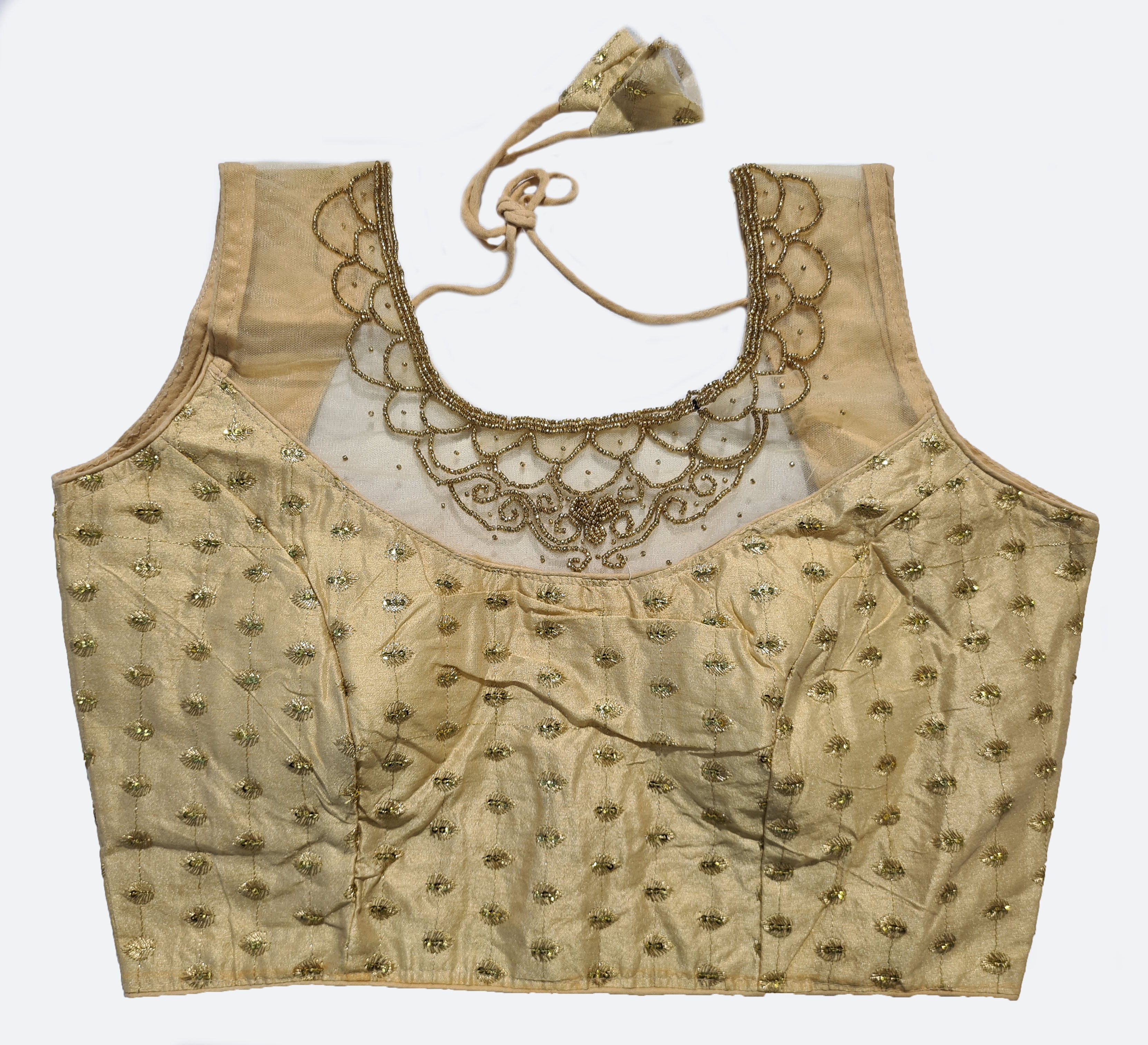 Georgette Net Embroidery And Neck Aari Work Readymade Saree Blouse [Size 36]