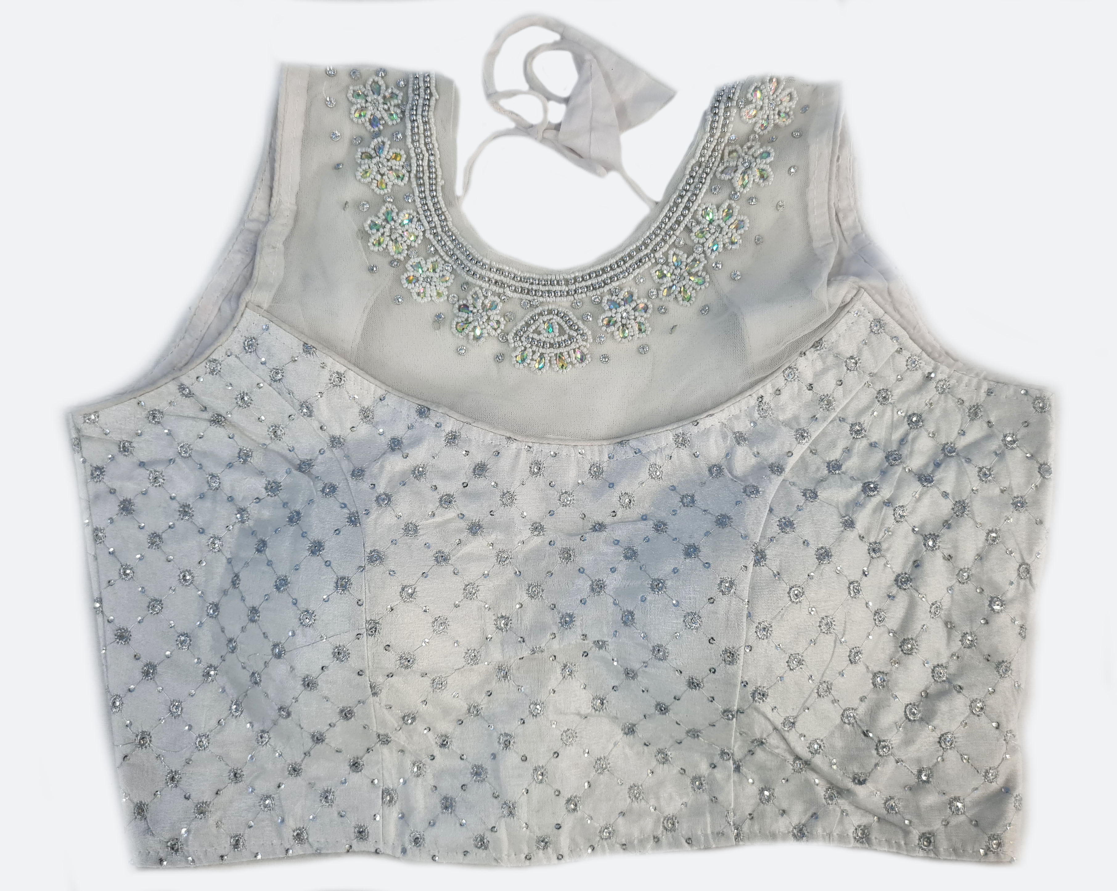 Georgette Net Embroidery And Neck Aari Work Readymade Saree Blouse [Size 36]