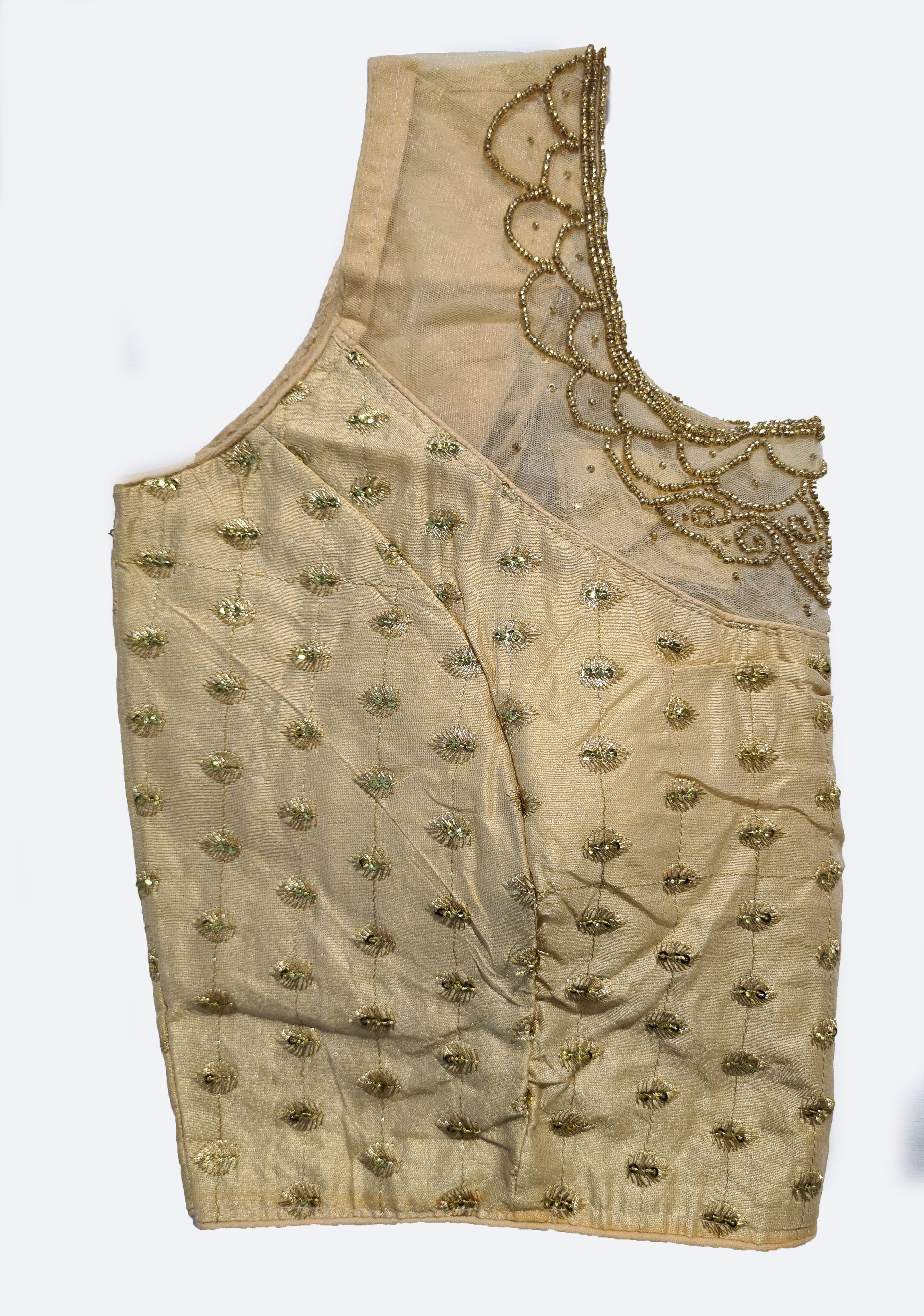 Georgette Net Embroidery And Neck Aari Work Readymade Saree Blouse [Size 36]