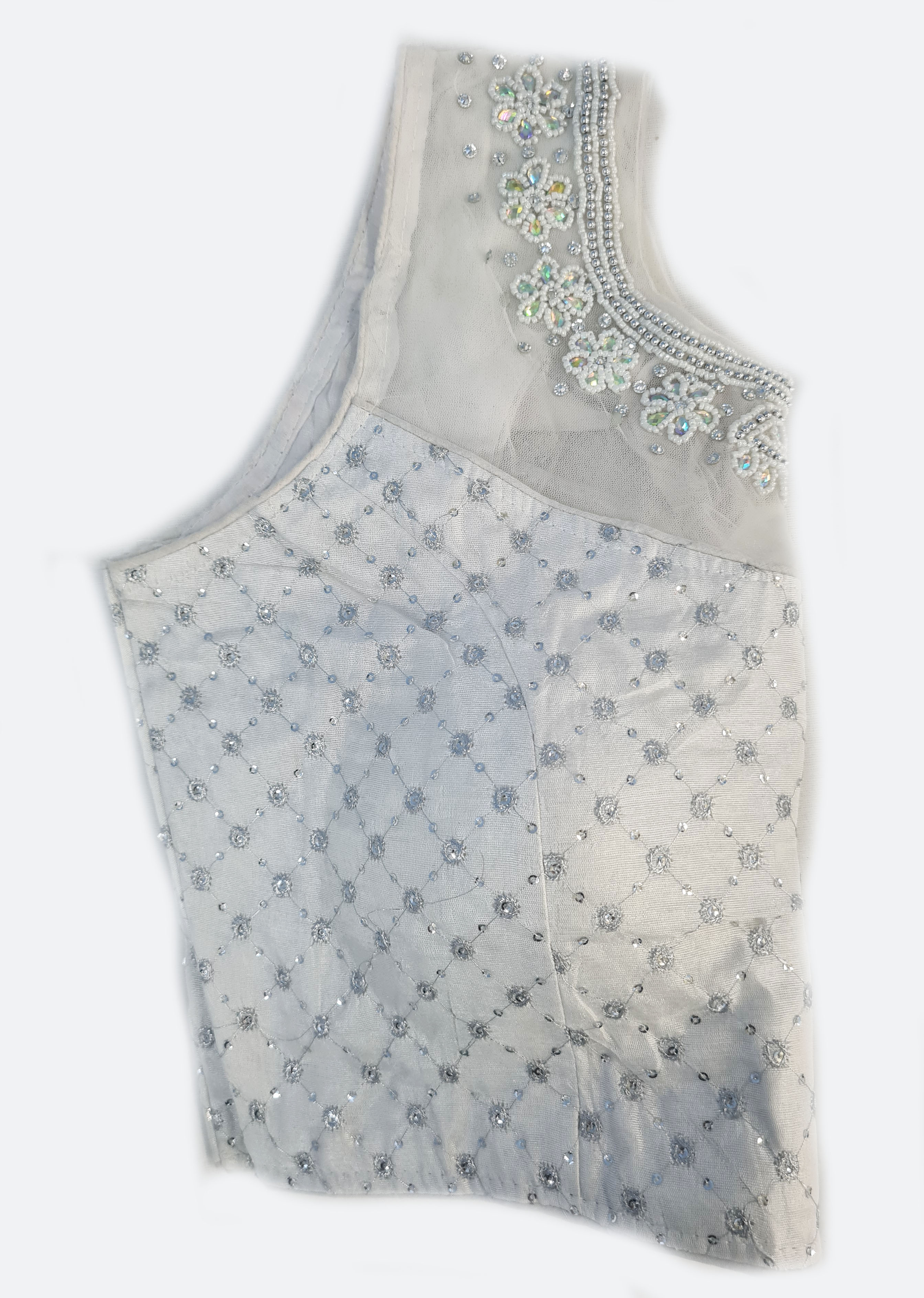 Georgette Net Embroidery And Neck Aari Work Readymade Saree Blouse [Size 36]