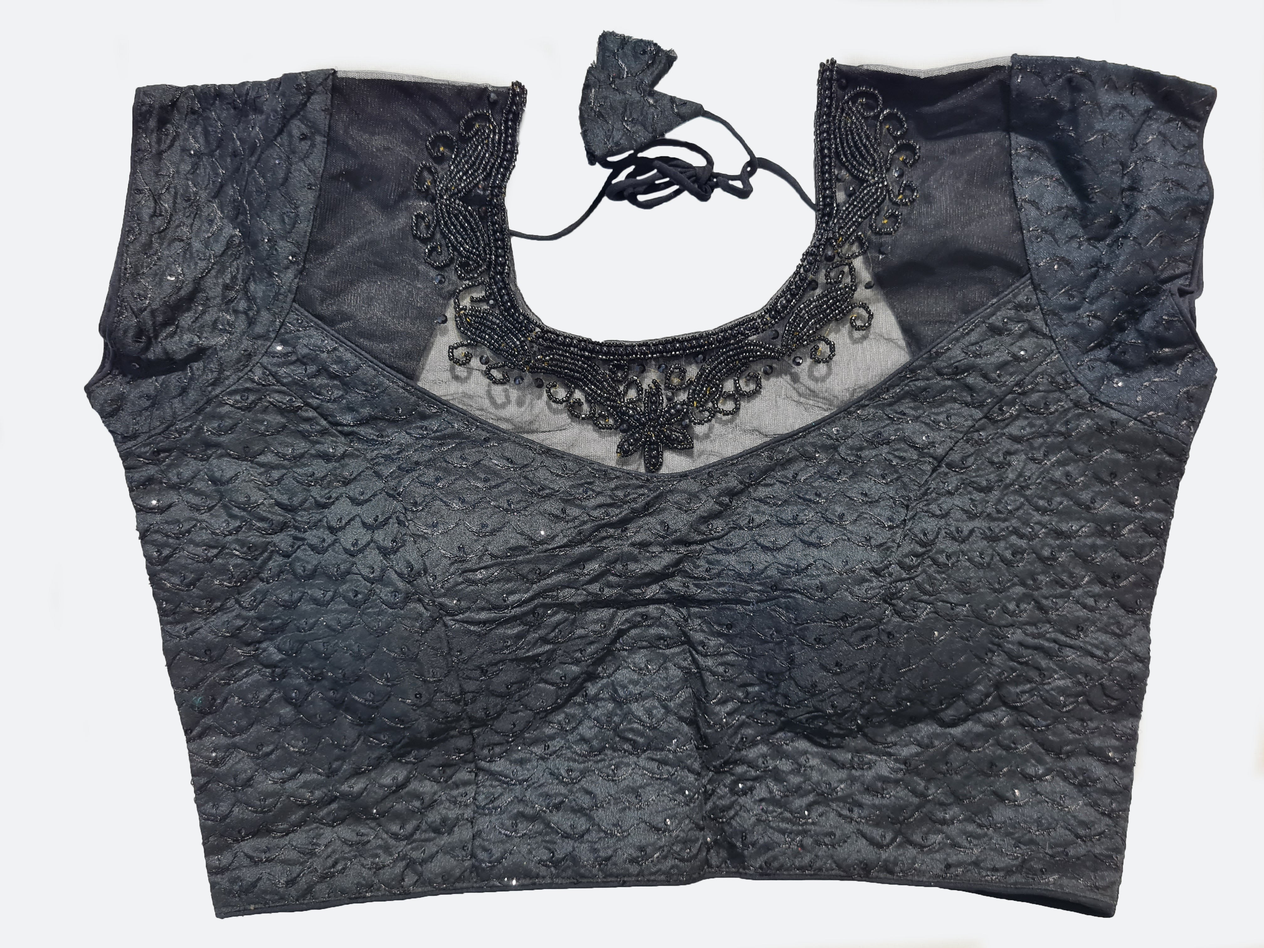 Georgette Net Embroidery And Neck Aari Work Readymade Saree Blouse [Size 38]