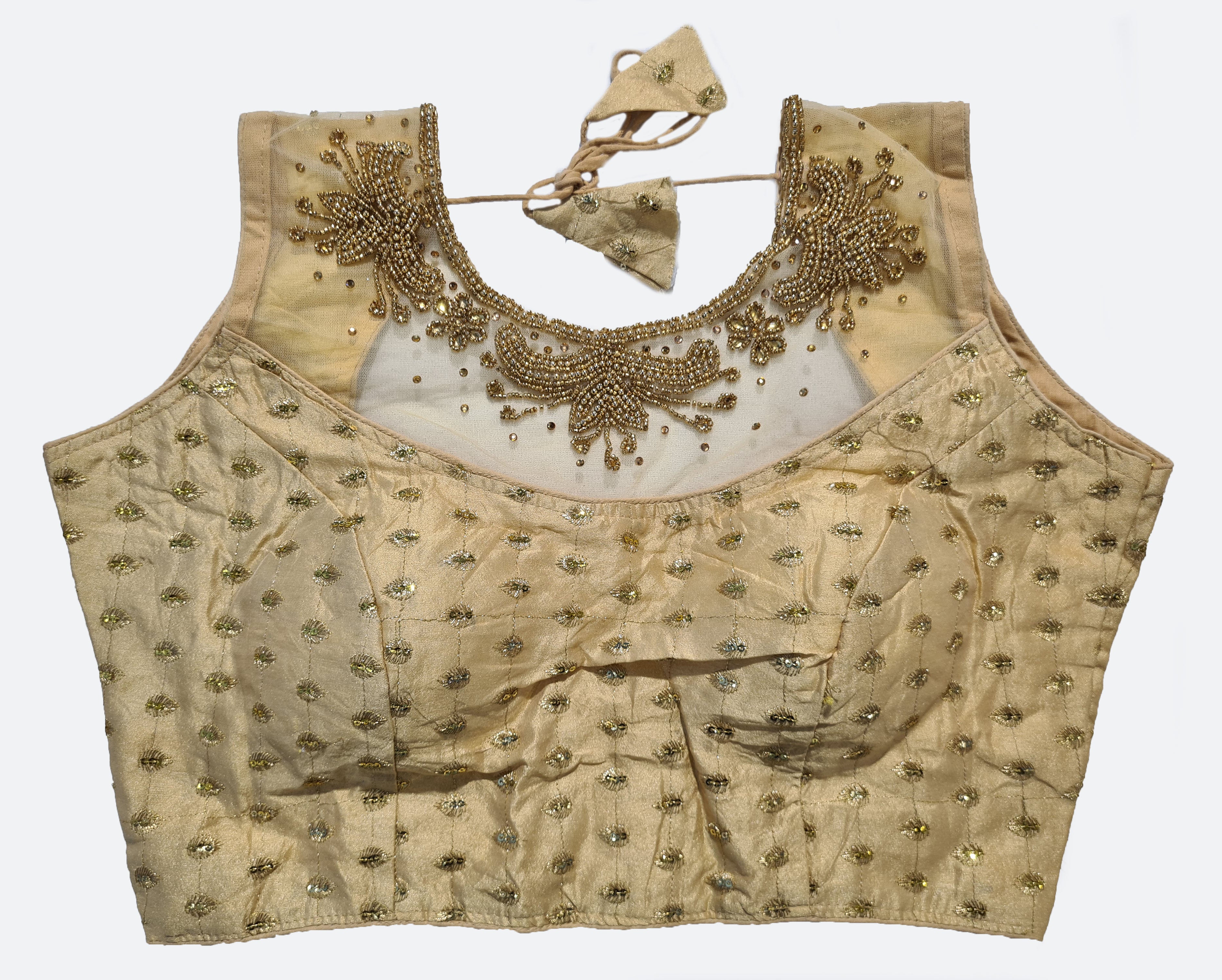 Georgette Net Embroidery And Neck Aari Work Readymade Saree Blouse [Size 36]