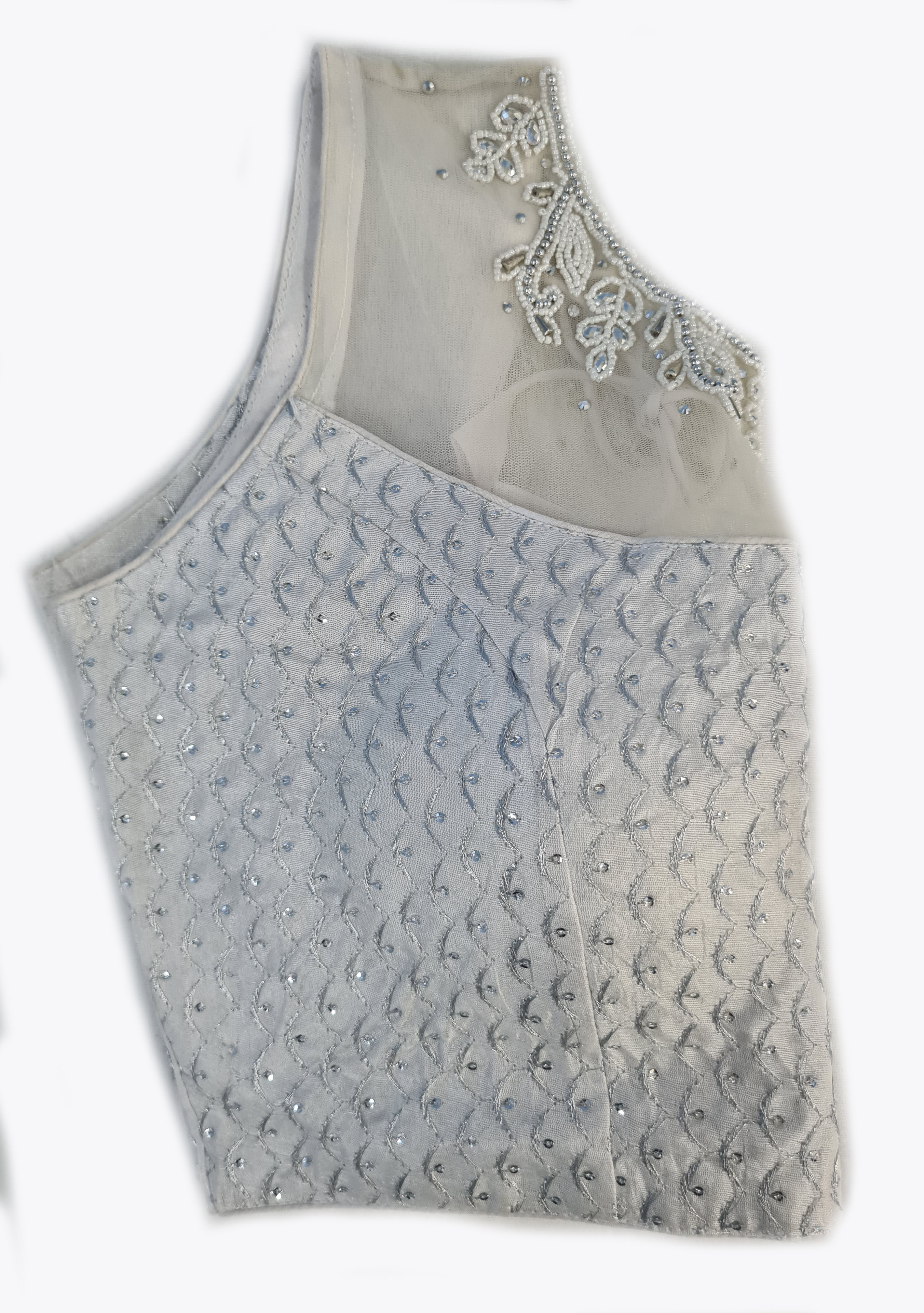Georgette Net Embroidery And Neck Aari Work Readymade Saree Blouse [Size 36]