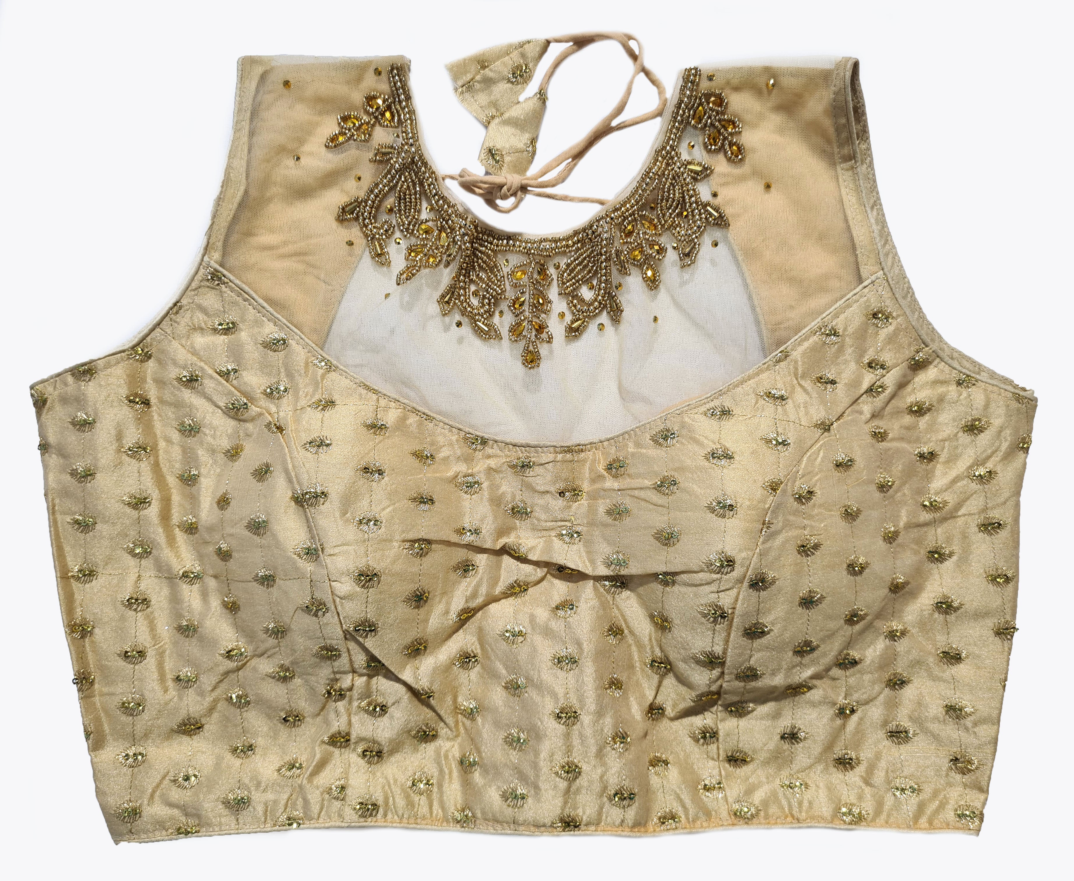 Georgette Net Embroidery And Neck Aari Work Readymade Saree Blouse [Size 38]