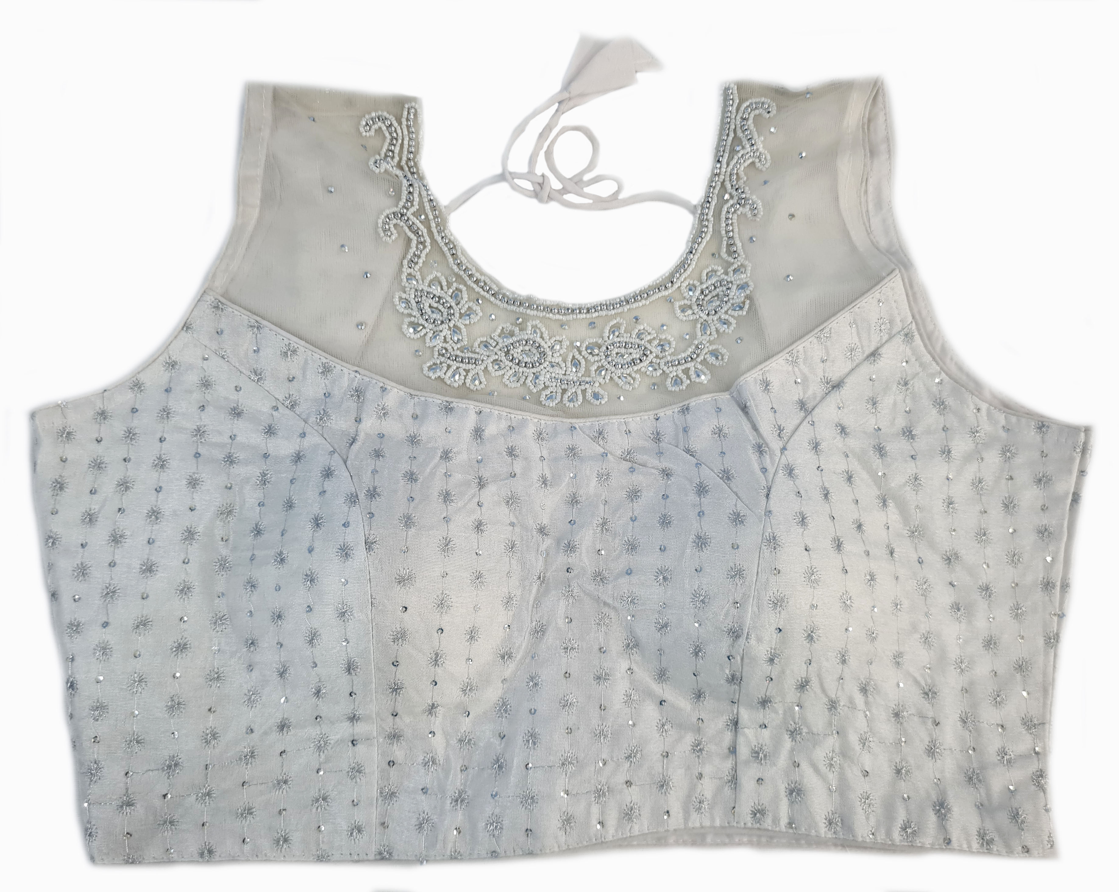 Georgette Net Embroidery And Neck Aari Work Readymade Saree Blouse [Size 36]