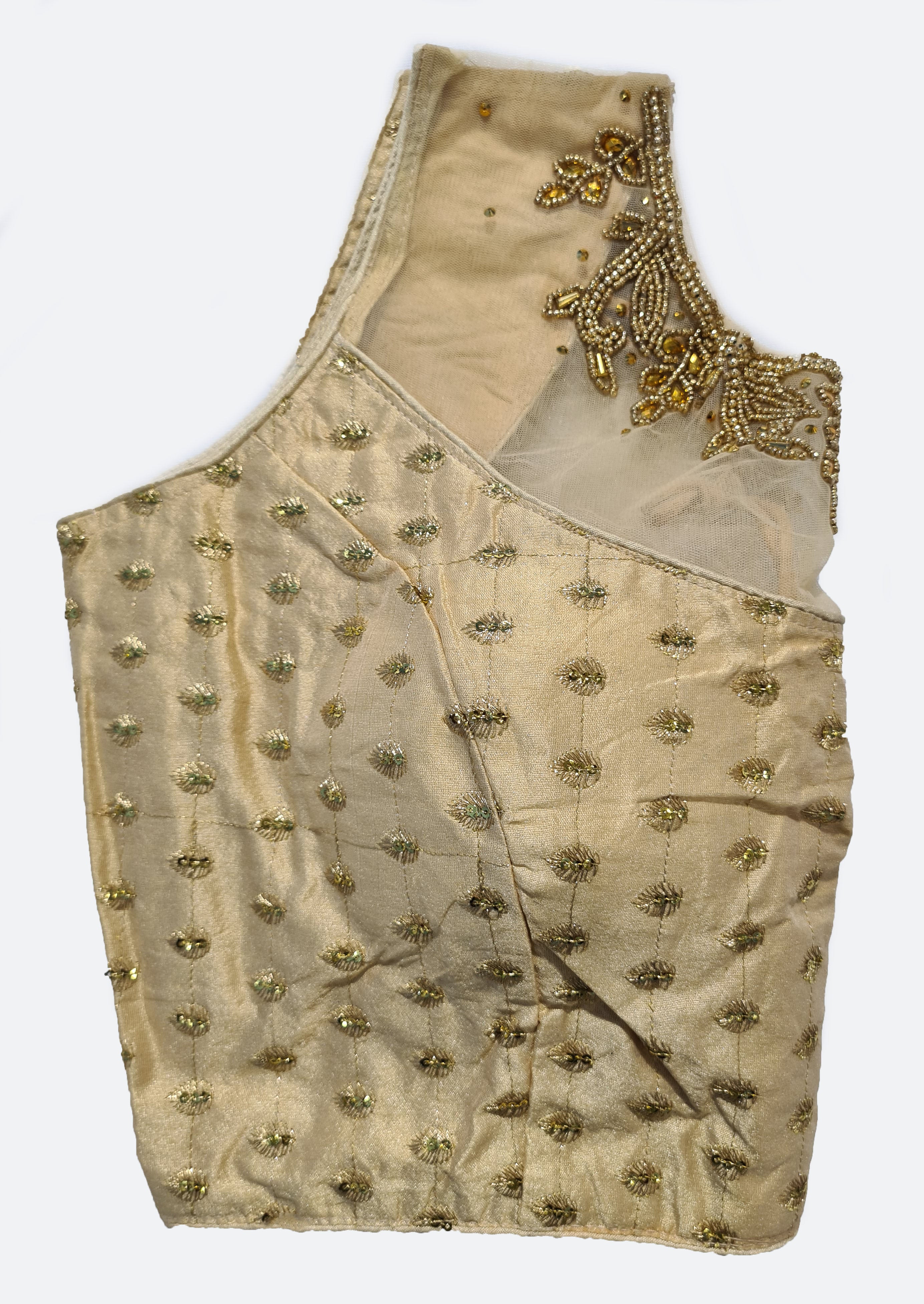 Georgette Net Embroidery And Neck Aari Work Readymade Saree Blouse [Size 38]