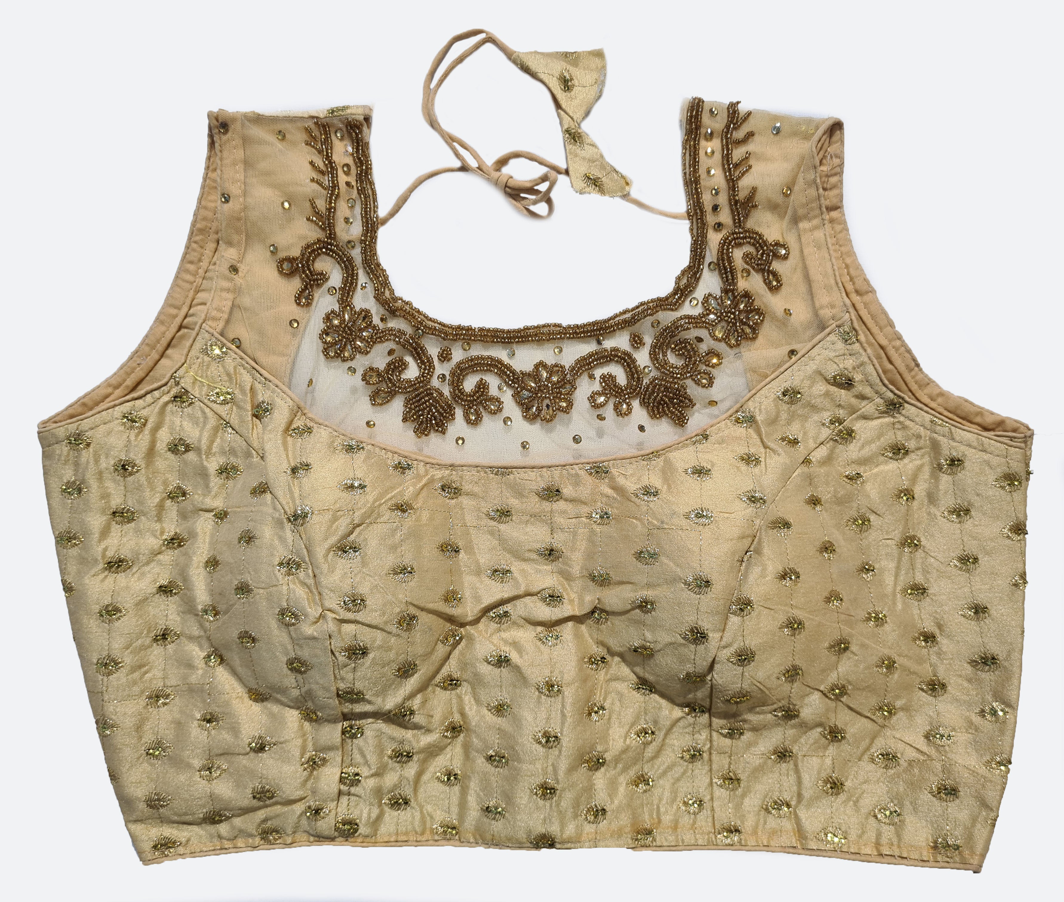 Georgette Net Embroidery And Neck Aari Work Readymade Saree Blouse [Size 38]