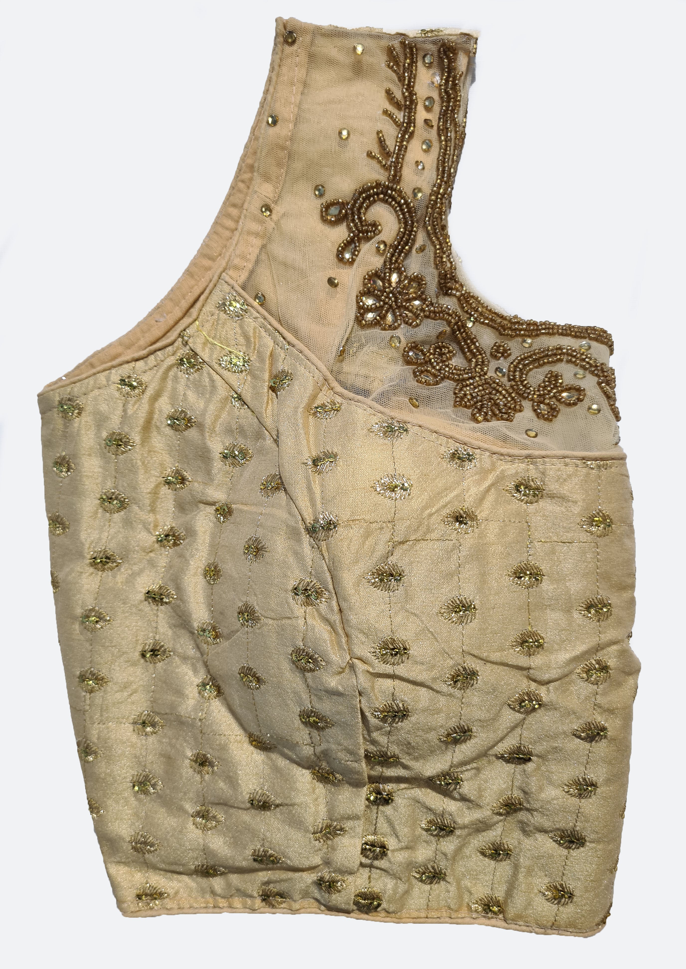 Georgette Net Embroidery And Neck Aari Work Readymade Saree Blouse [Size 38]