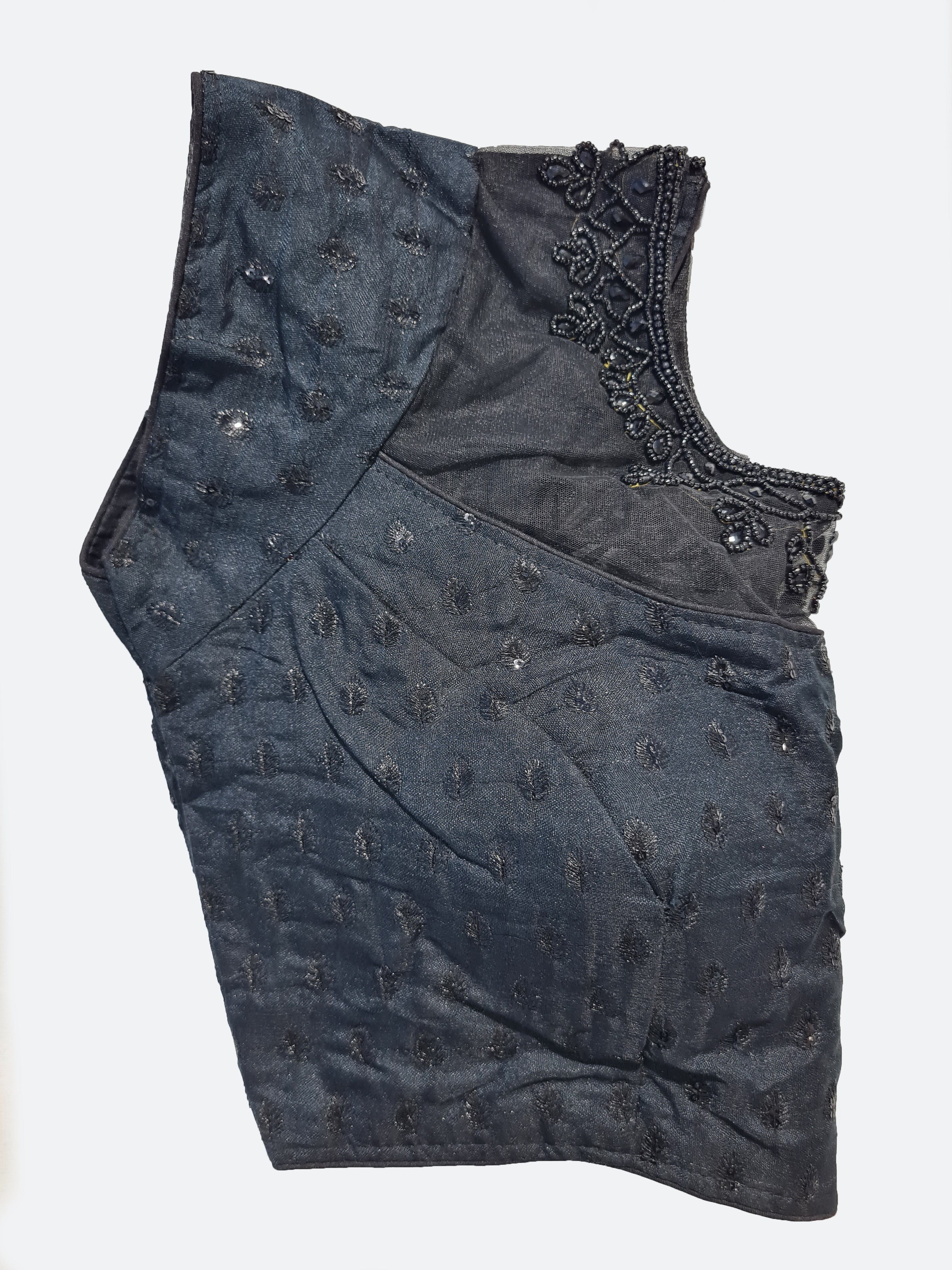Georgette Net Embroidery And Neck Aari Work Readymade Saree Blouse [Size 38]