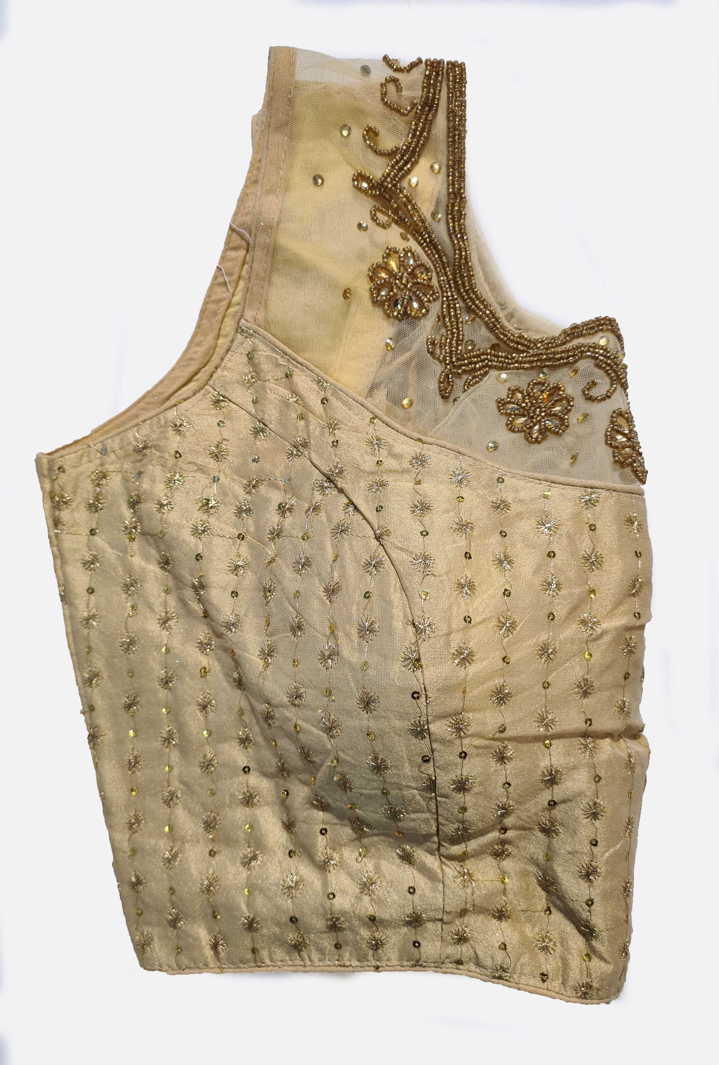 Georgette Net Embroidery And Neck Aari Work Readymade Saree Blouse [Size 38]