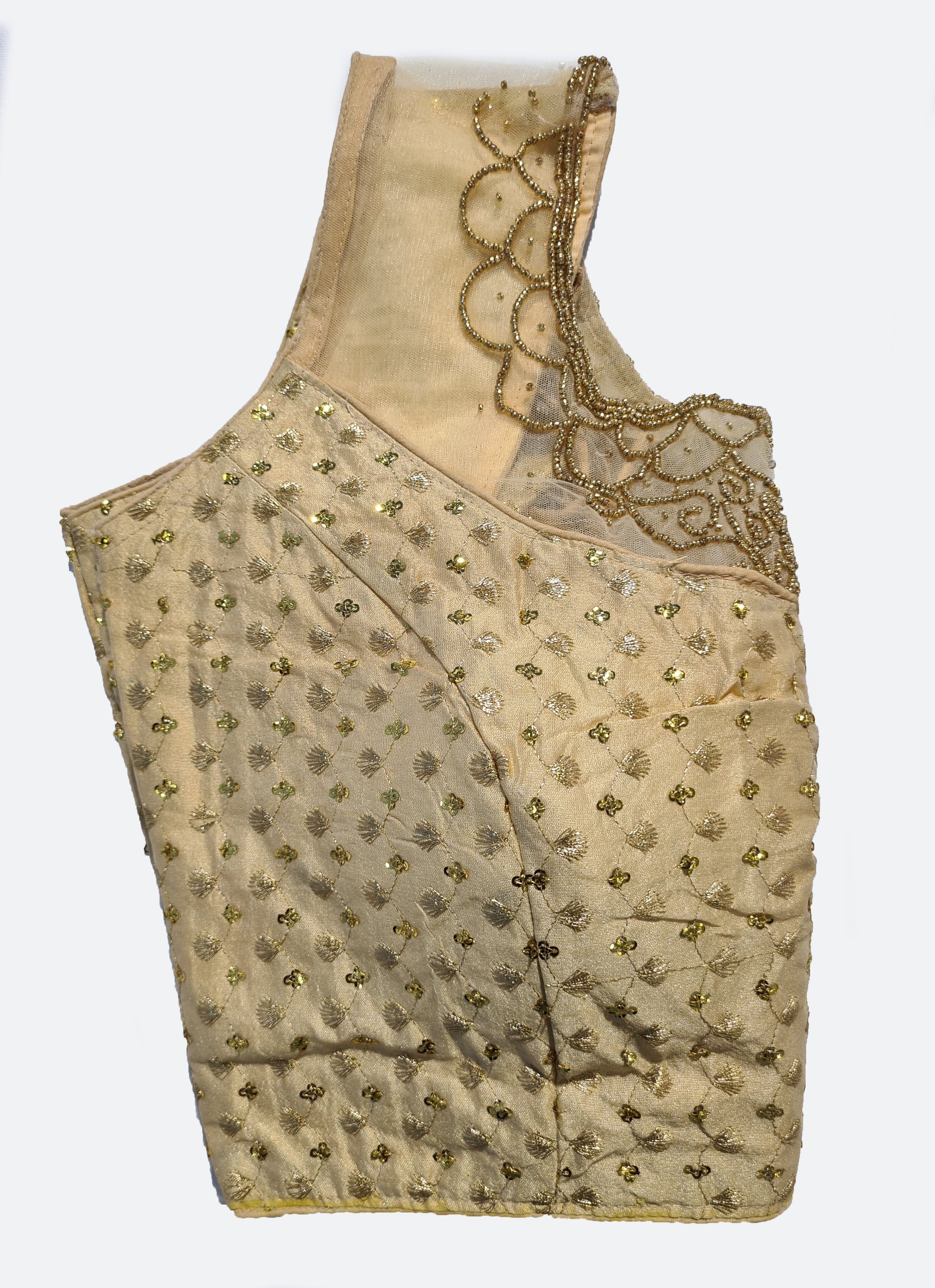 Georgette Net Embroidery And Neck Aari Work Readymade Saree Blouse [Size 38]