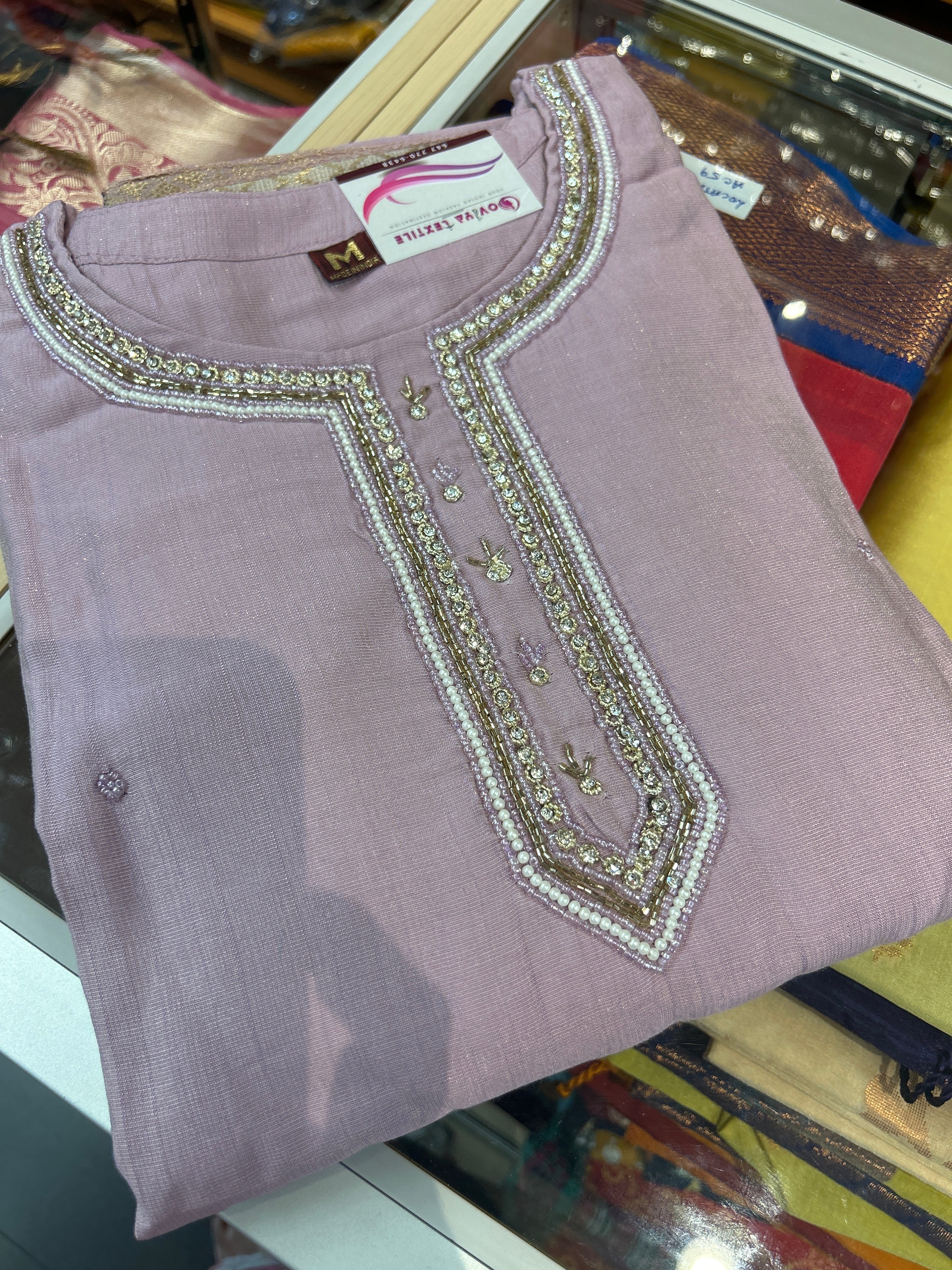 Baanvi Shivali Top Fabric Vatican Simar Silk Embroidered Straight Kurti with Pants and Dupatta Collection