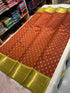 Kanchipuram soft Semi silk saree  with contrast blouse and rich jari pallu