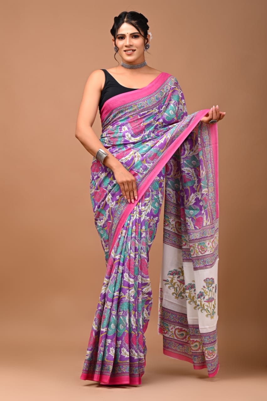 Cotton Mulmul Printed Sarees