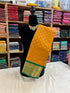 Kanchipuram soft Semi silk saree  with contrast blouse and rich jari pallu