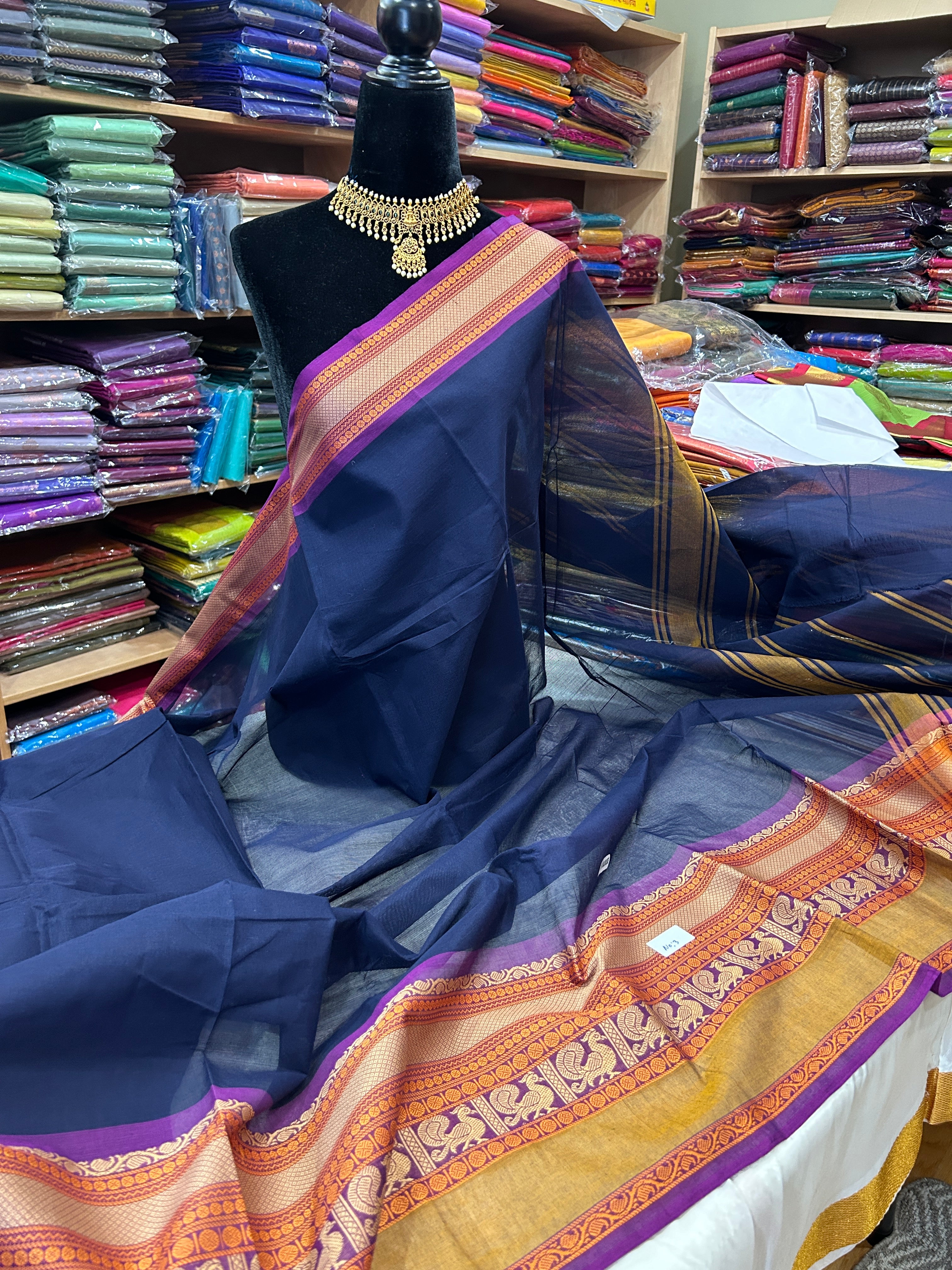 Kanchipuram Pure Cotton Saree with Blouse