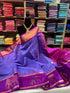 (Copy) Korvai border Kanchipuram Pure Silk Cotton Saree with contrast blouse & pallu