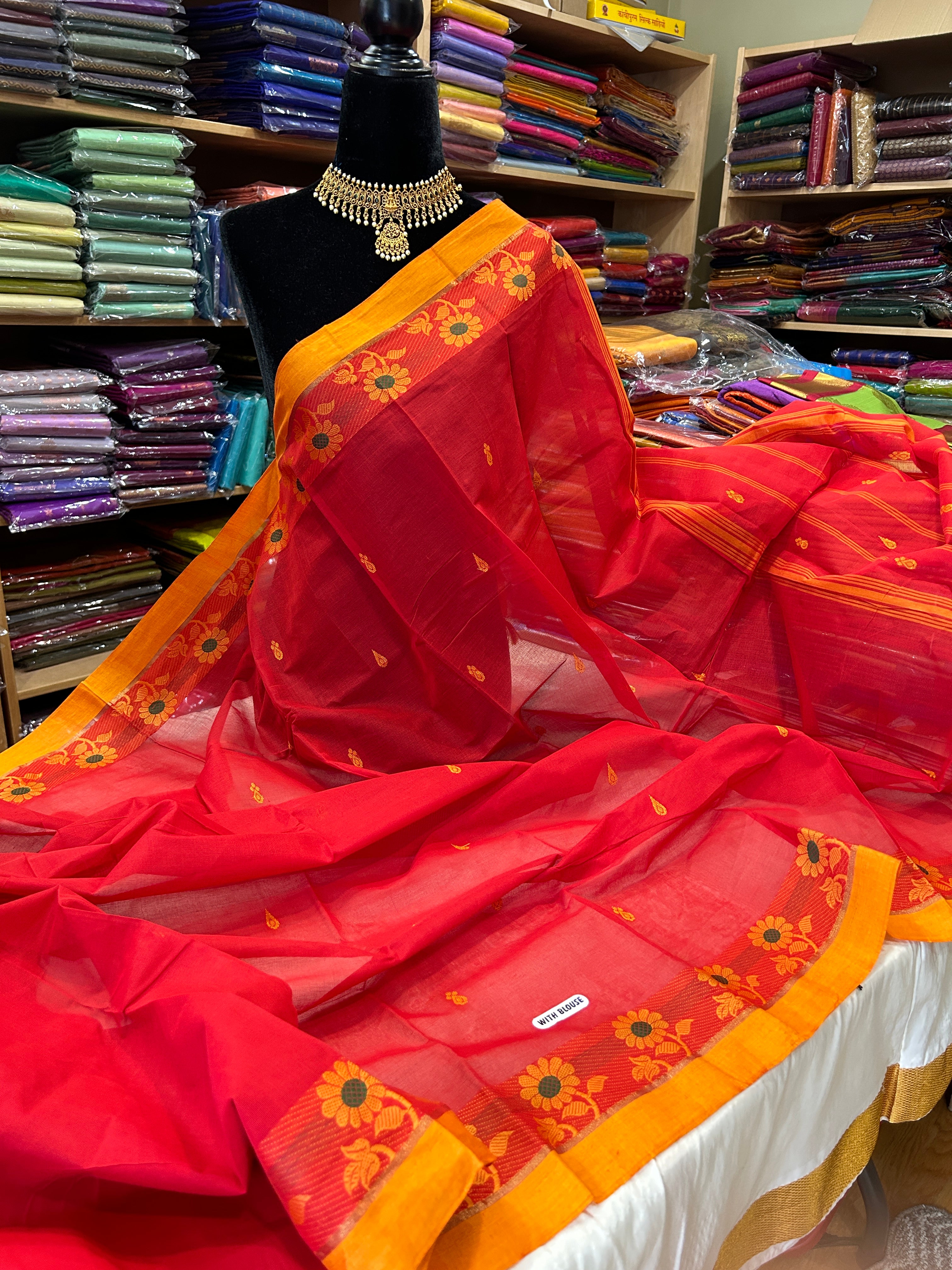 Kanchipuram Pure Cotton Saree with Blouse