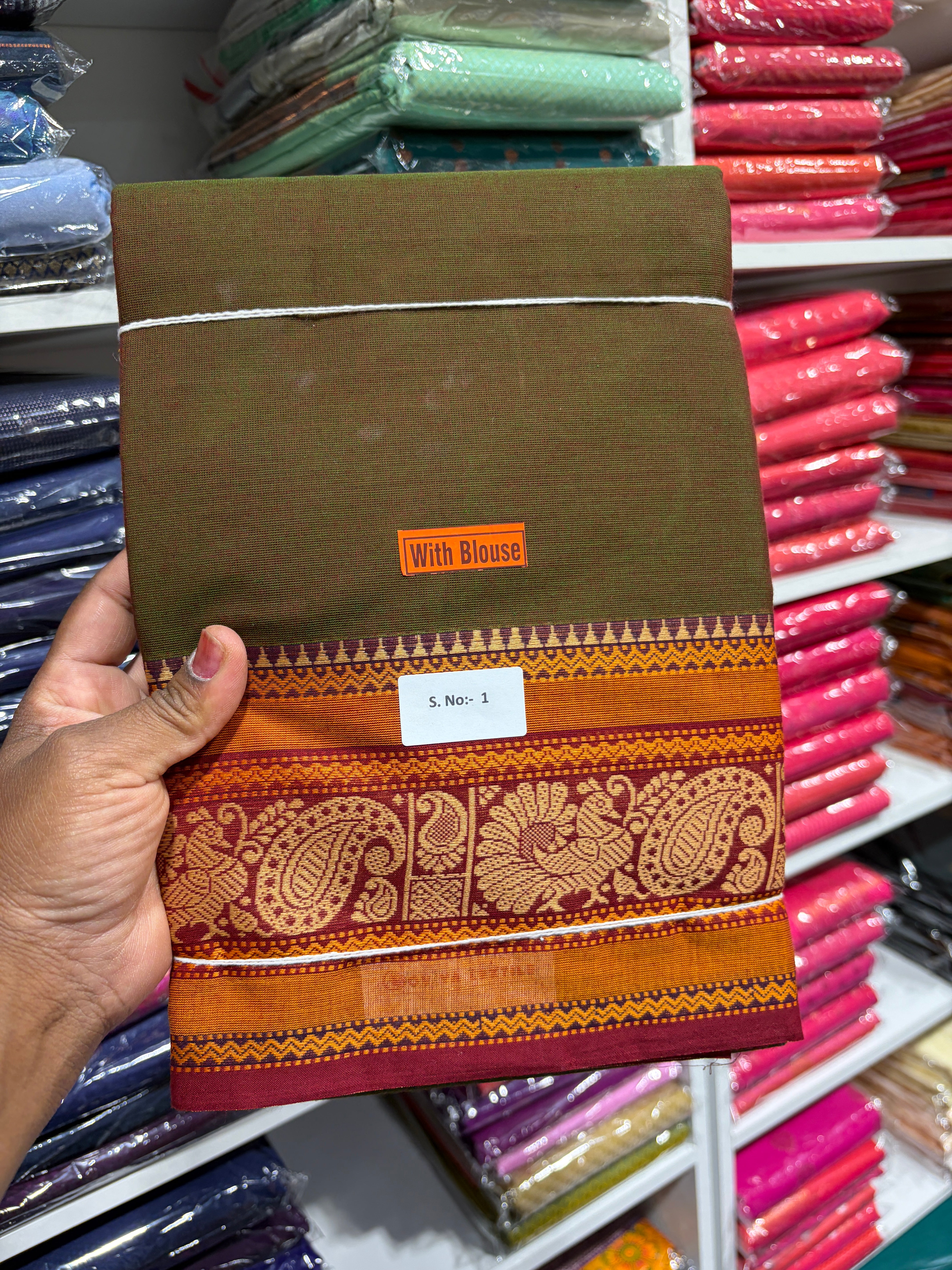 Kanchipuram Cotton Saree With Blouse